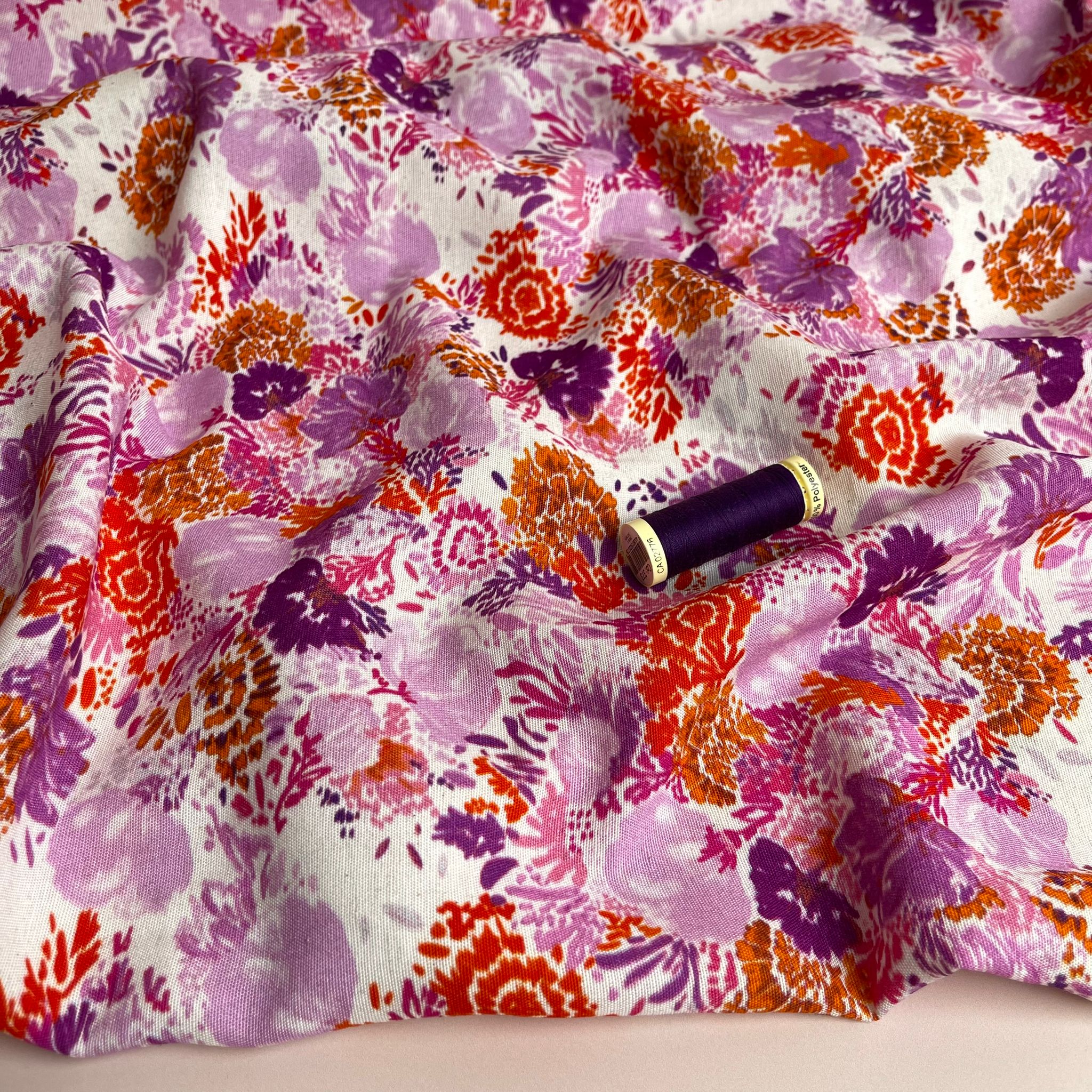 Sunrise Florals Viscose Linen Fabric