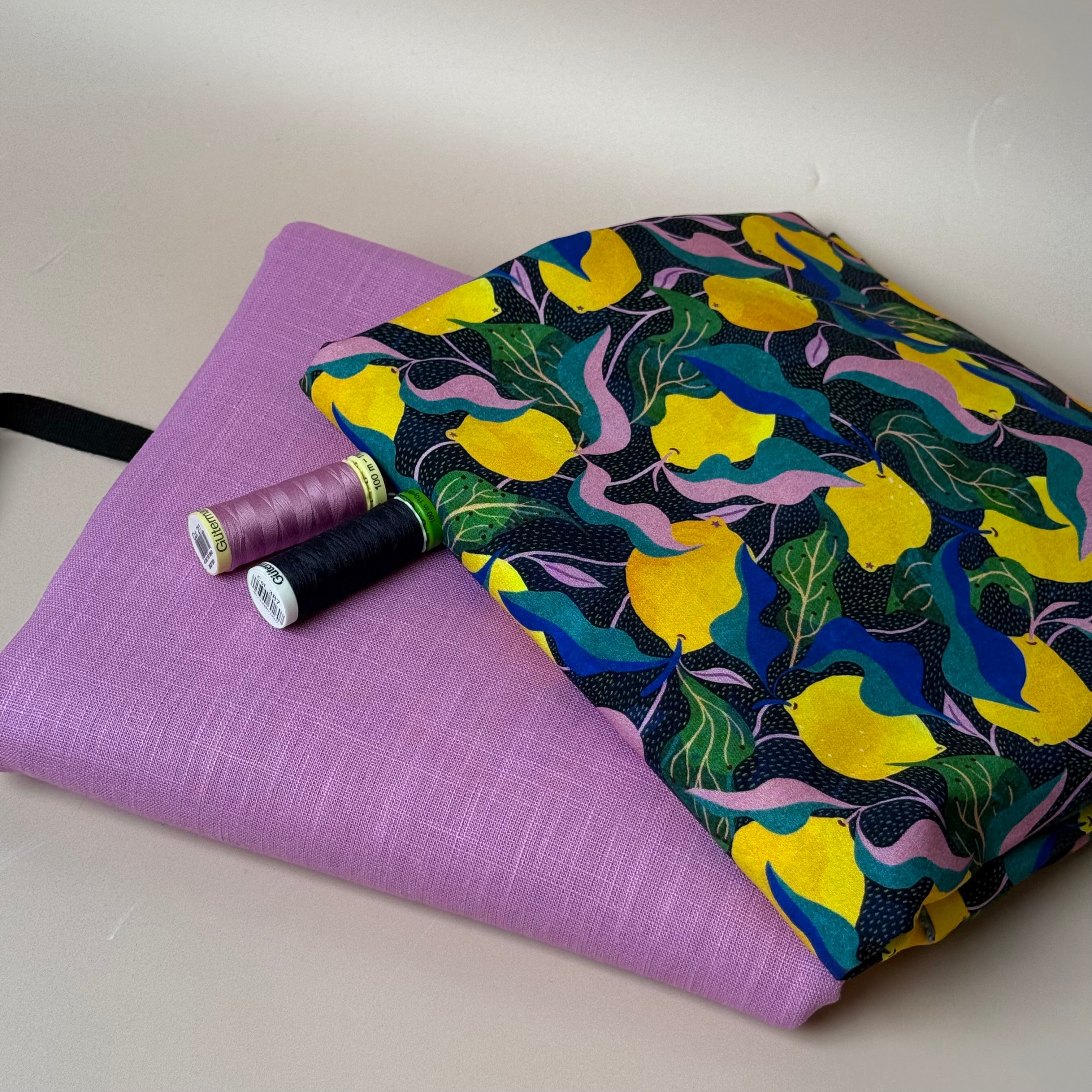 Make An Outfit Colour Bundle and Sewing Kit - Regalia Blouse in Lemons Viscose and Spring Trousers in Candy Pink Linen