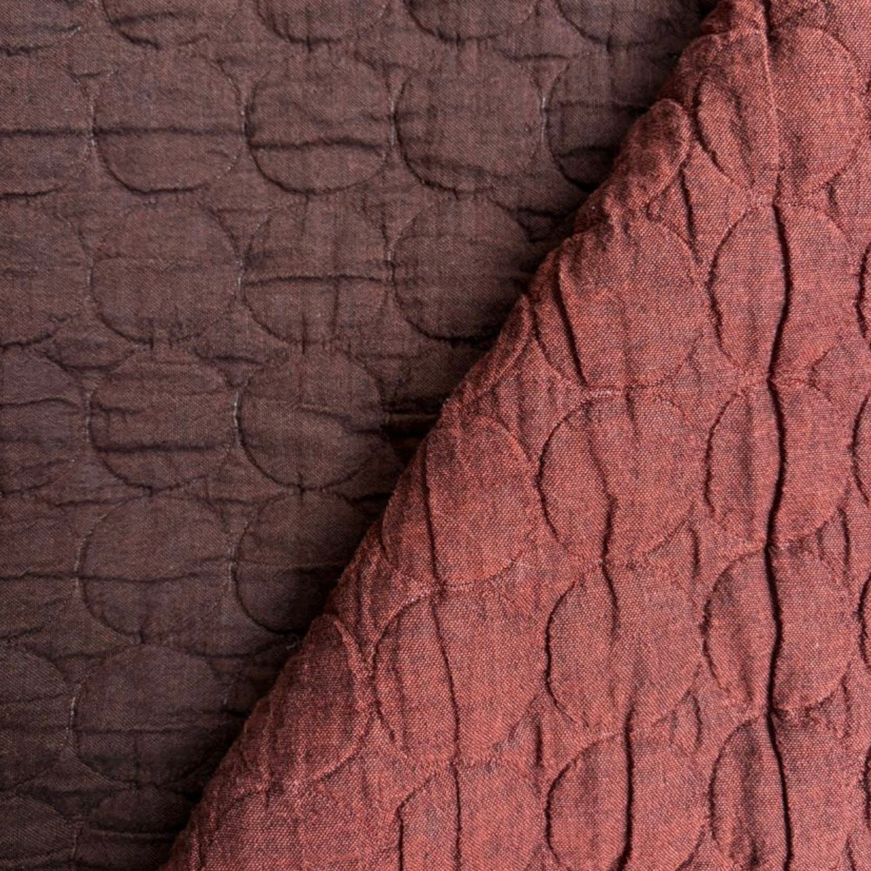 Cousette - Circles Quilted Jacquard Fabric in Chocolate