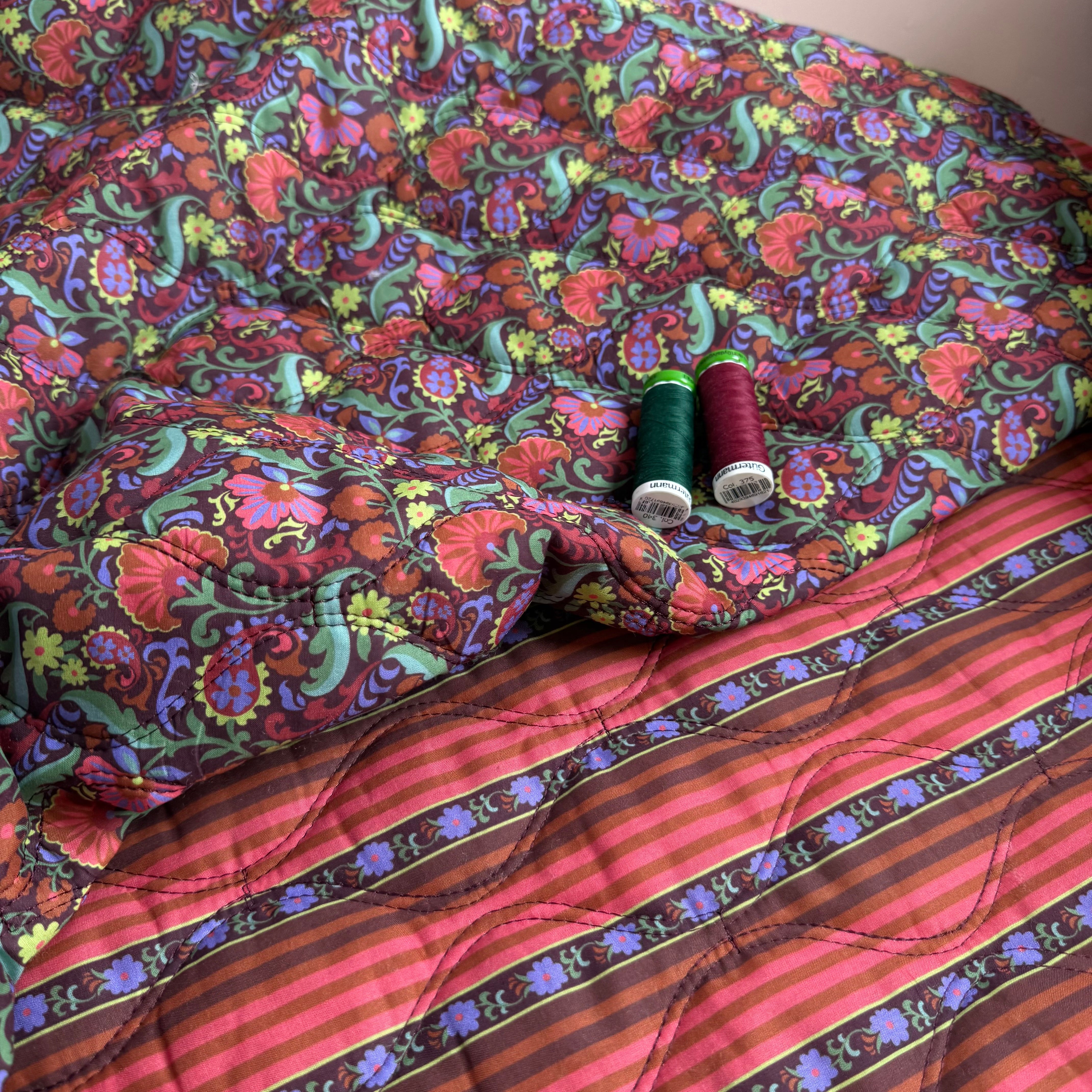 Paisley Flowers Mahogany Quilted Cotton Fabric