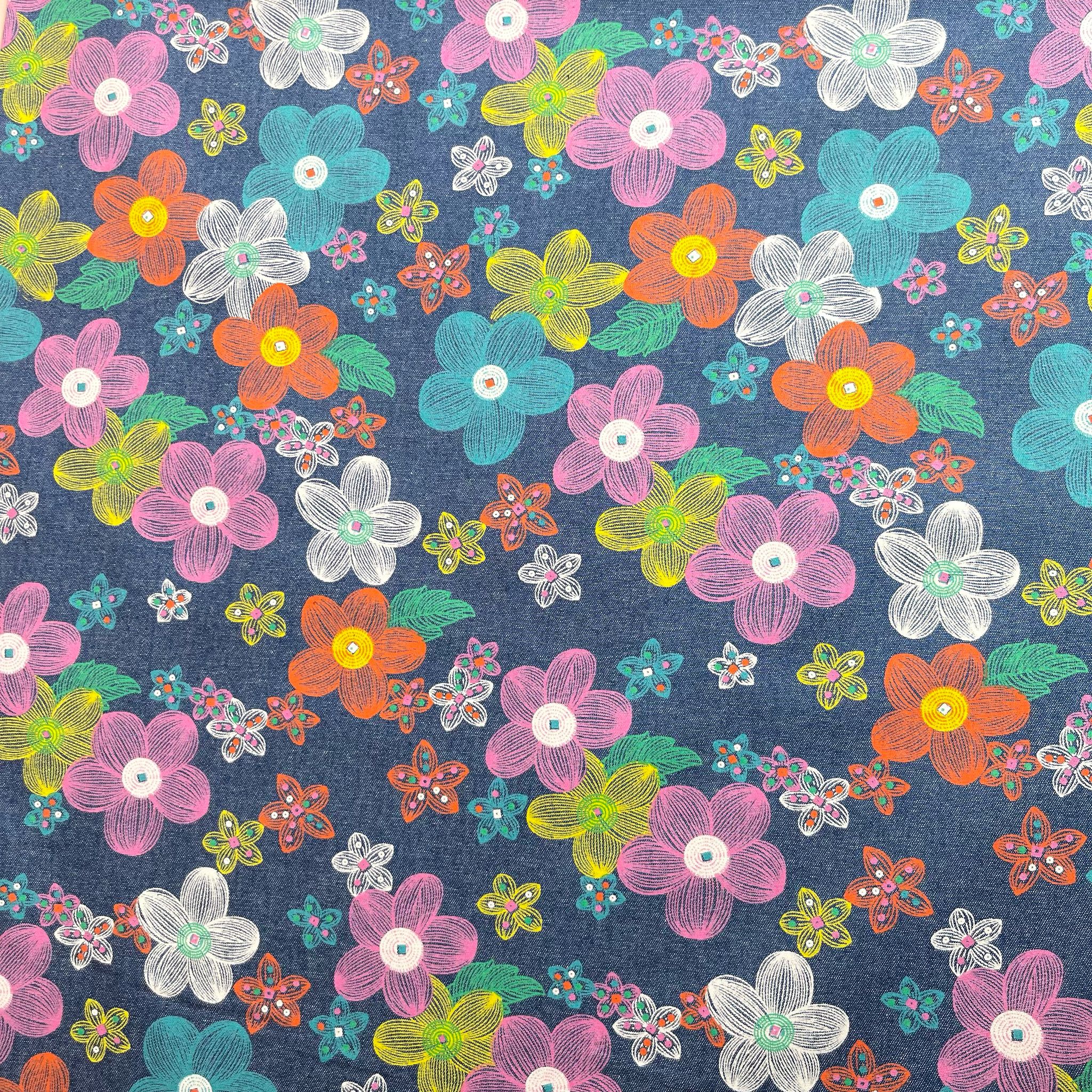 Spring Flowers 4.5oz Cotton Denim