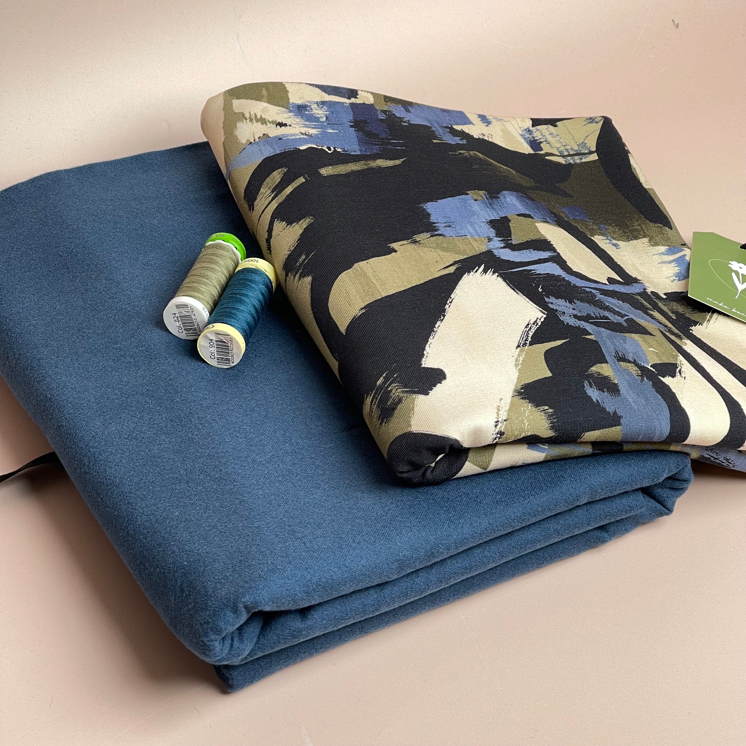 Limited Edition - Luxury Pyjama Kit with Printed Cotton Jersey and Deep Ocean Flannel