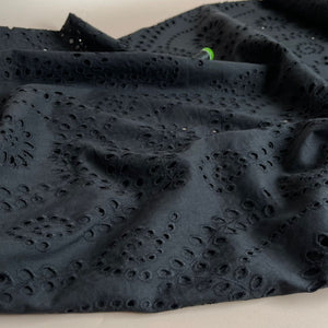 Sweet Vines Black Cotton Broderie Anglaise Fabric