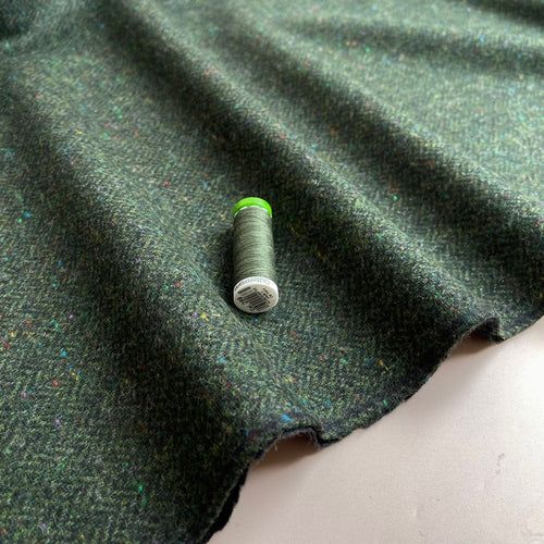 REMNANT 0.66 Metres - Deadstock Yarn Dyed Deep Green Pure Wool Fabric