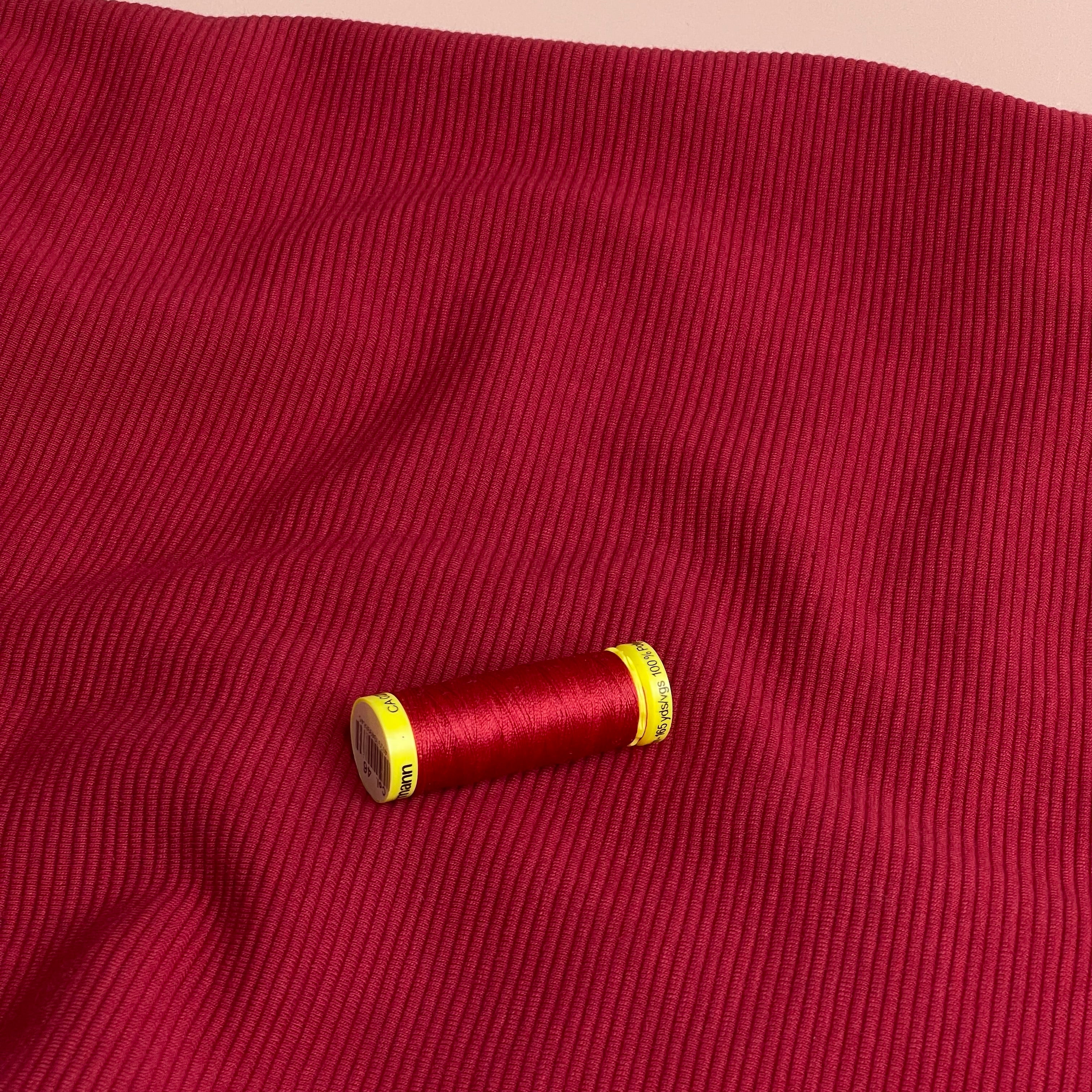 Ottoman Cotton Ribbed Knit in Burgundy