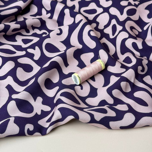 Light & Lush - Purple Swirls Viscose Twill Fabric