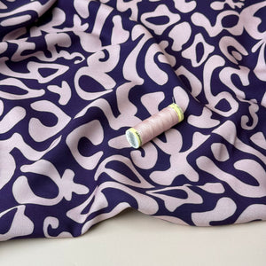 Light & Lush - Purple Swirls Viscose Twill Fabric