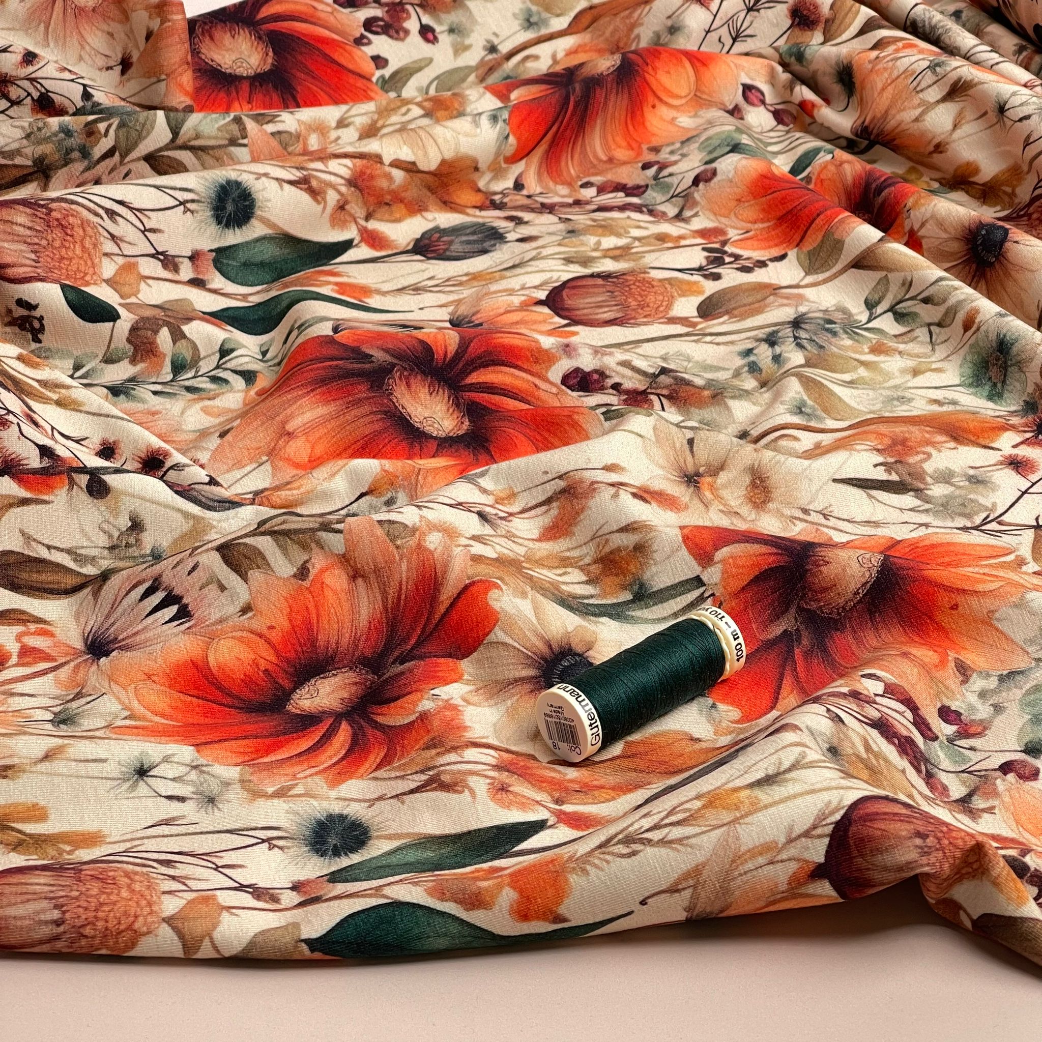 Danish Design - Autumn Florals Cotton Jersey Fabric