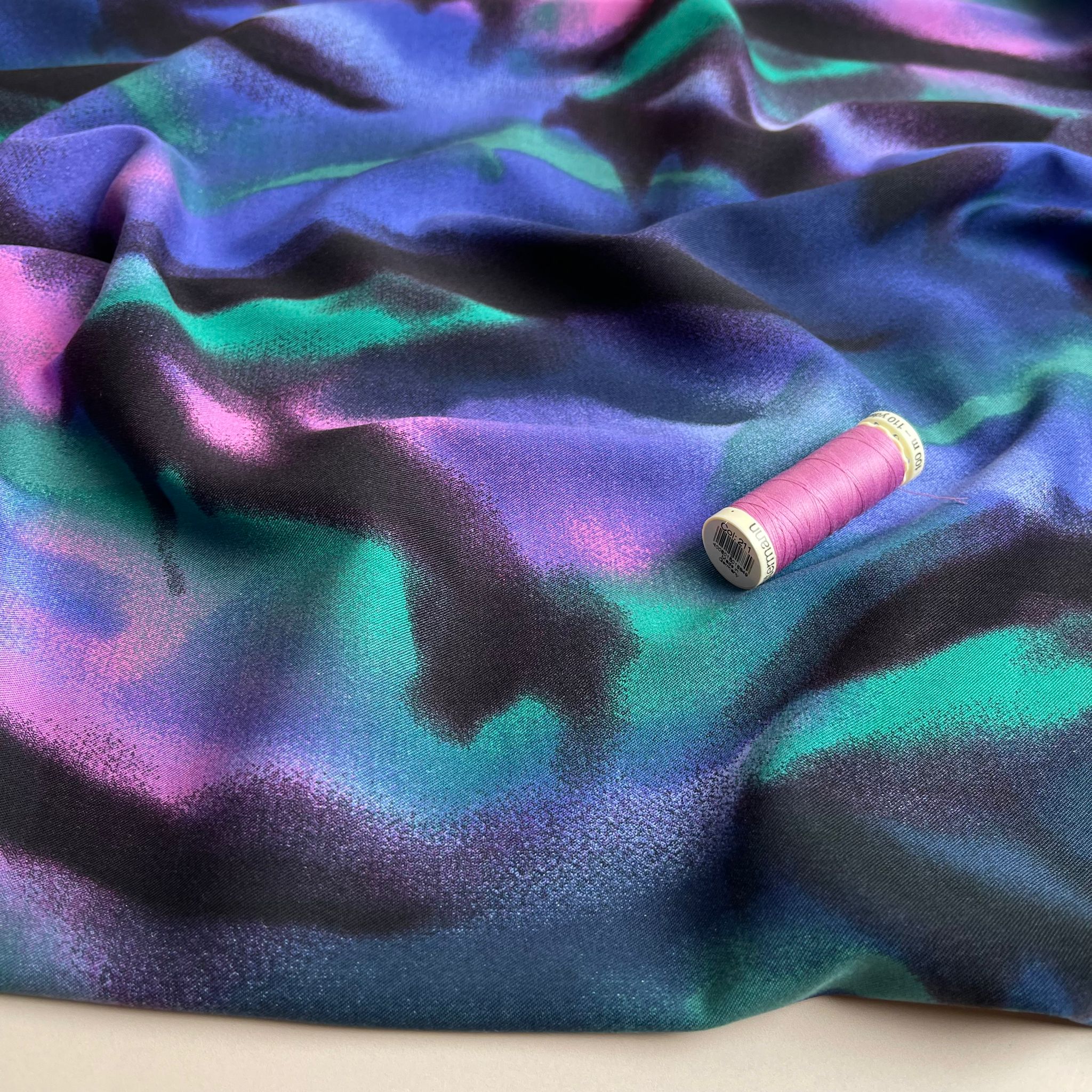 Rosella Hazy Waves in Purple Viscose Twill with Stretch