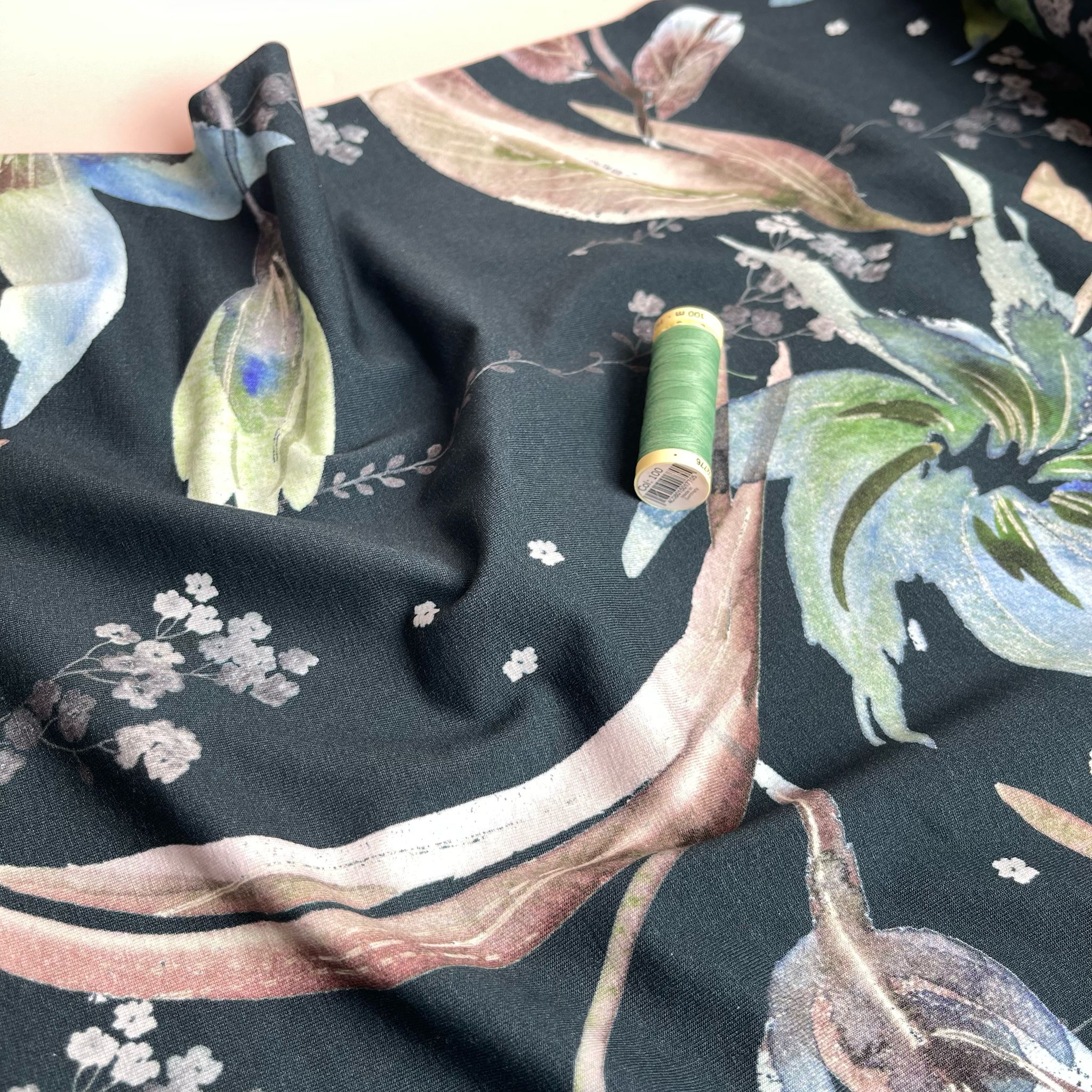 Danish Design - Midnight Blooms Cotton Jersey Fabric