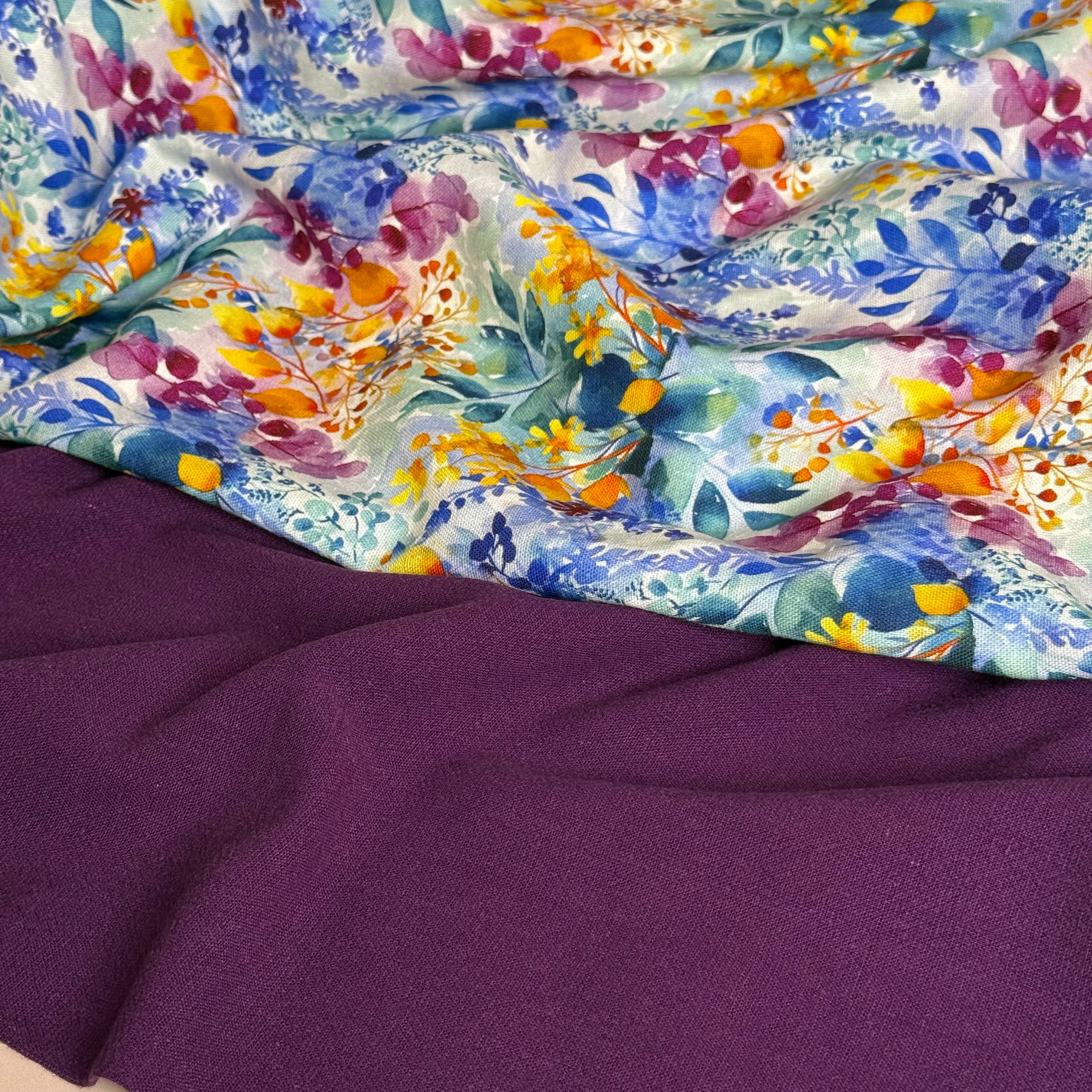 Flow Purple Viscose Linen Blend Dress Fabric