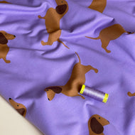 Dachshunds On Lilac Soft Cotton Sweat-shirting Fabric