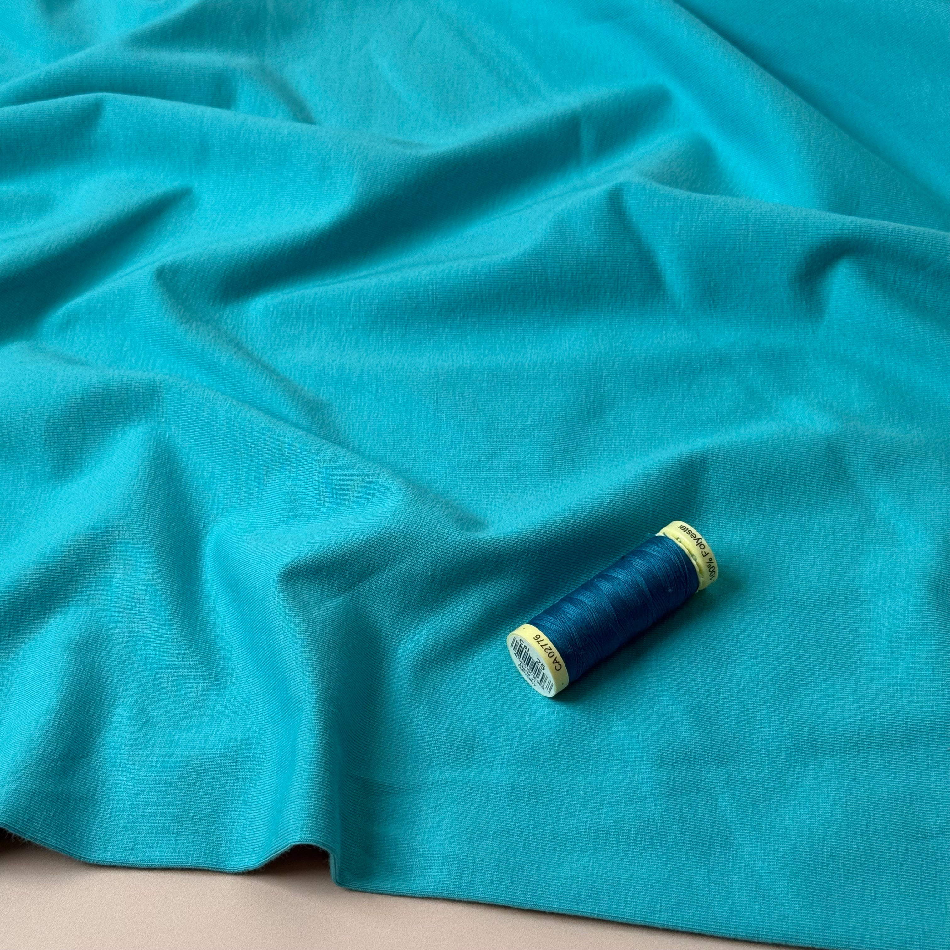 Essential Chic Light Turquoise Plain Cotton Jersey Fabric