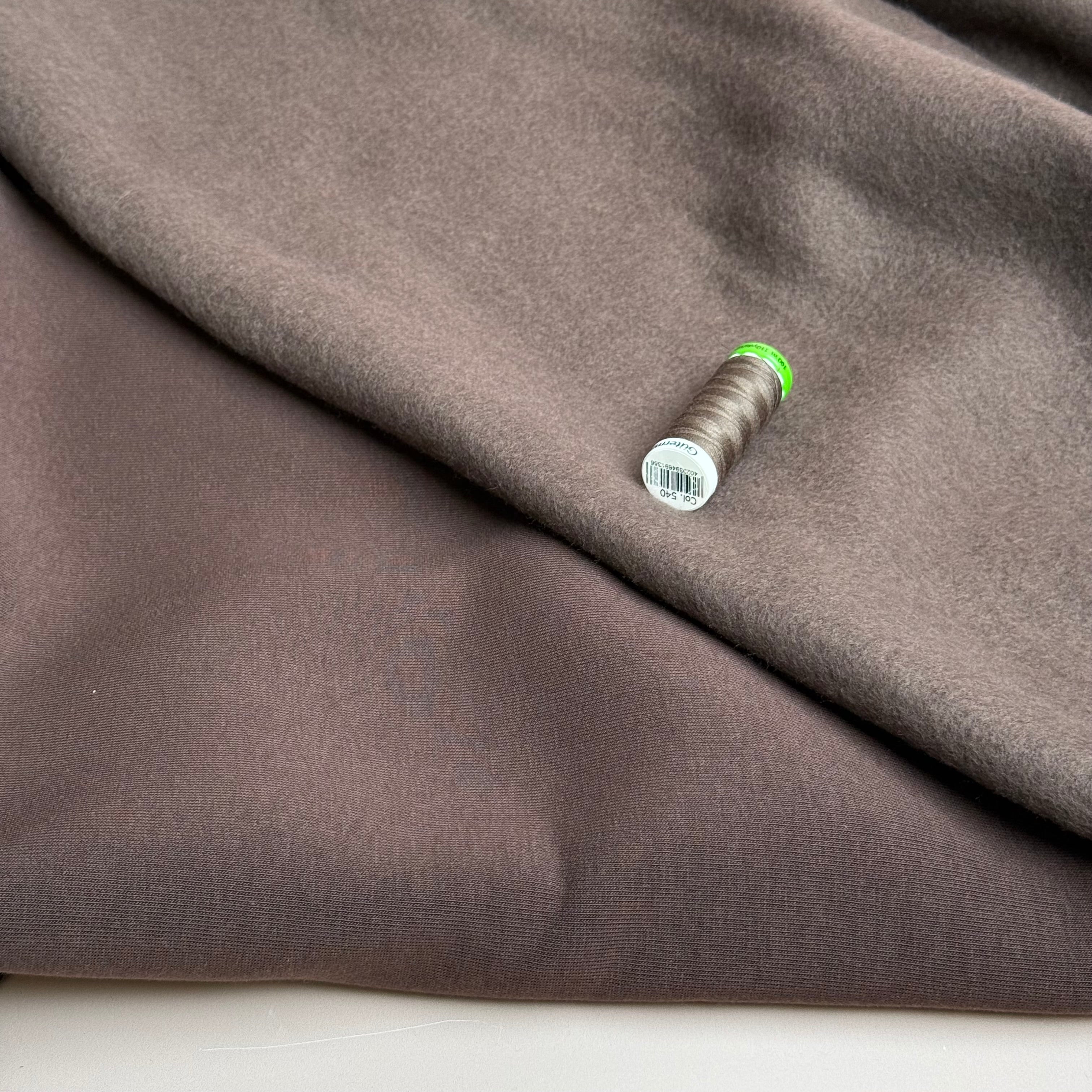 Fleecy Sweat-shirting Fabric in Dark Brown