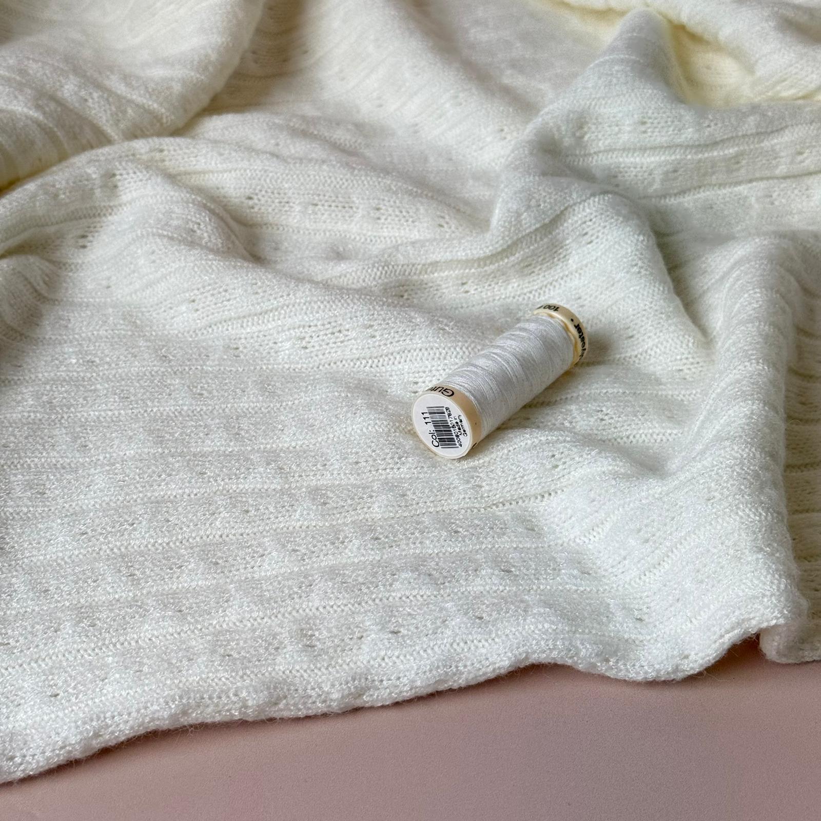 Montreal Rayon Blend Cable Sweater Knit in Off-White