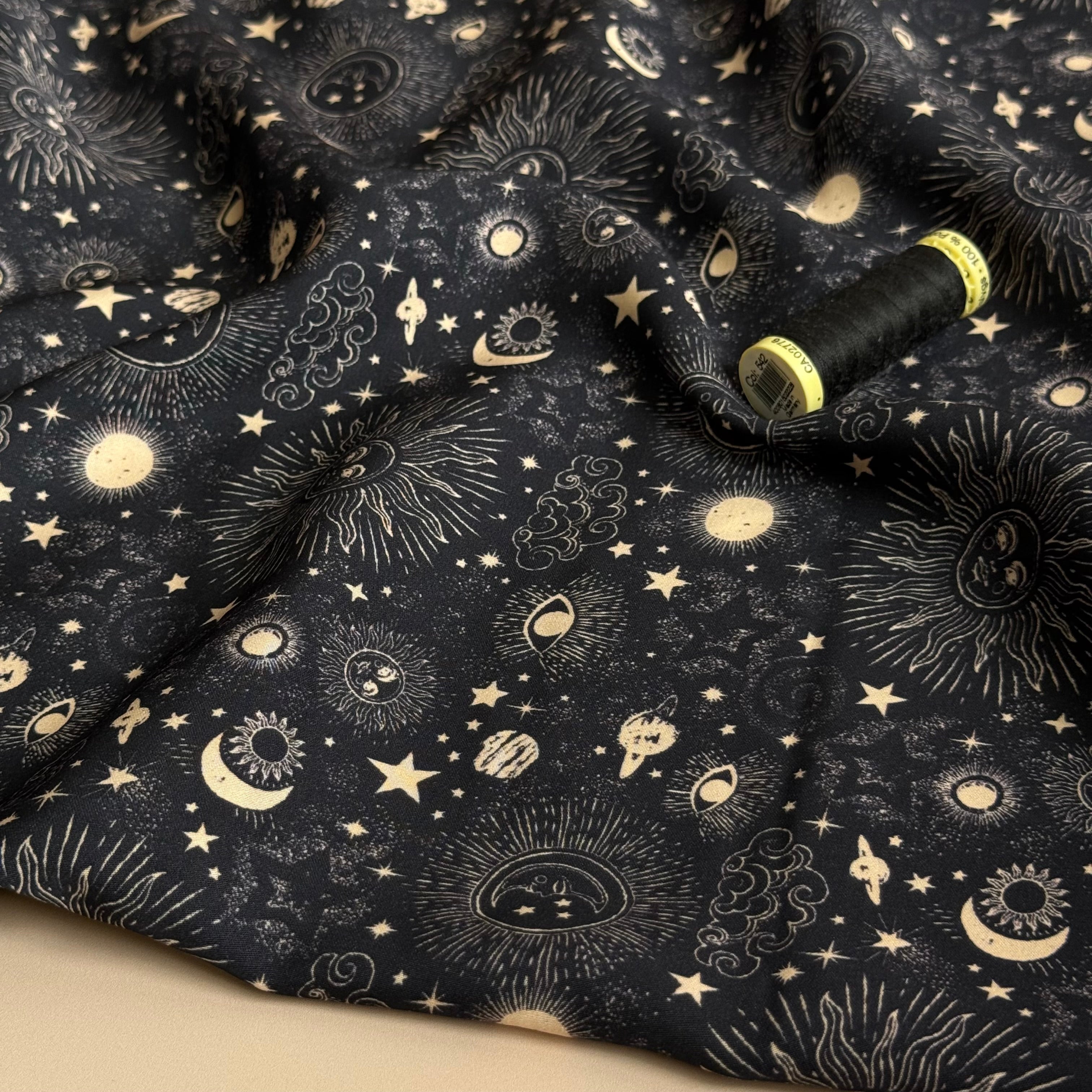 Zodiac Galaxy Viscose Sateen Fabric