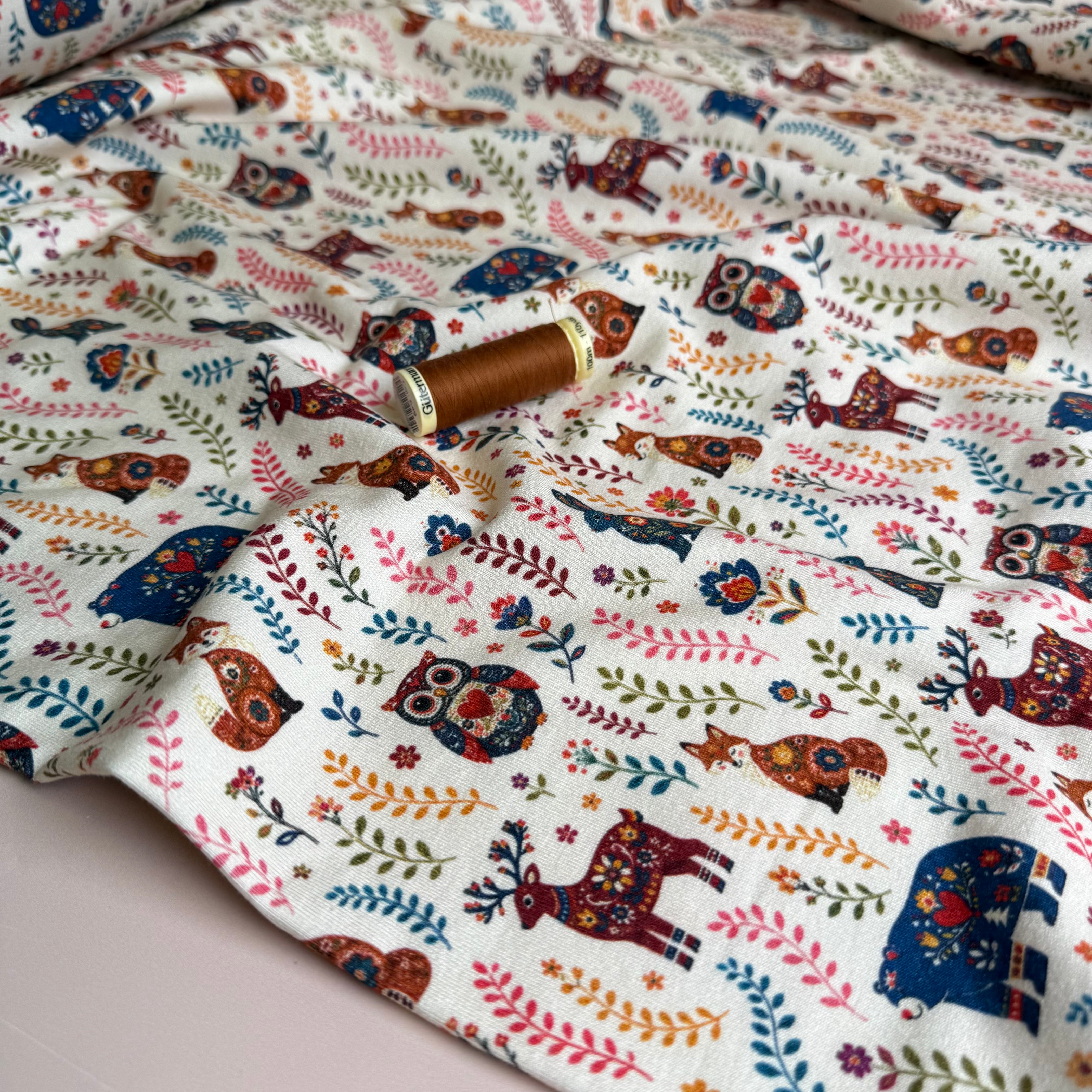 Nordic Animals Soft Cotton Sweat-shirting Fabric