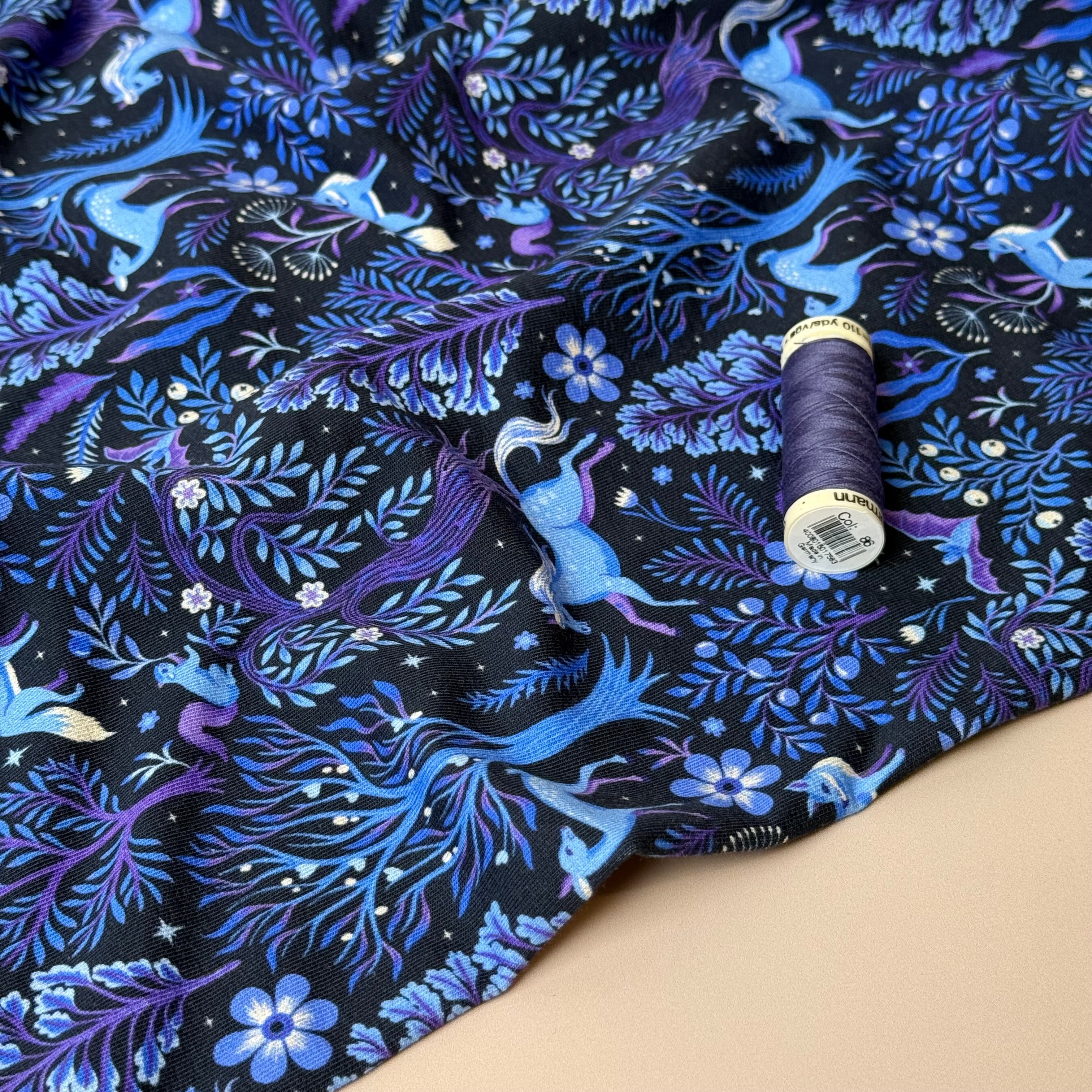 Enchanted Forest Navy Cotton French Terry