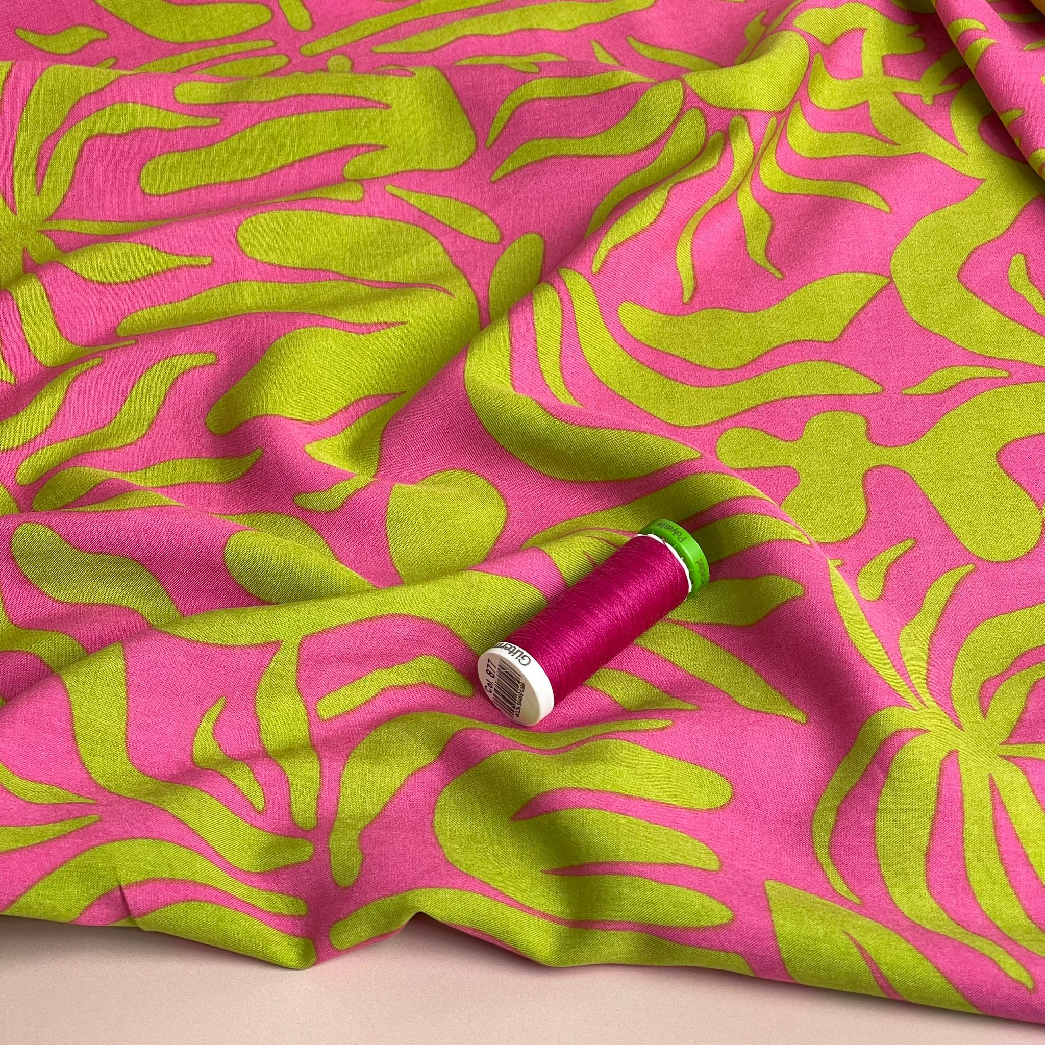 REMNANT 0.68 Metre - Lime Vacation Viscose Poplin Fabric