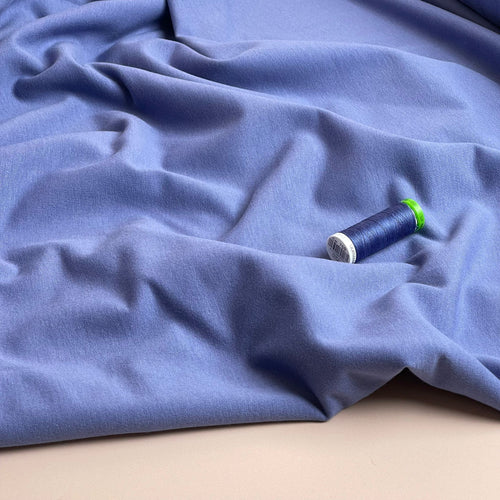 Peach Soft GOTS Organic Cotton Sweat-shirting in Cornflower Blue