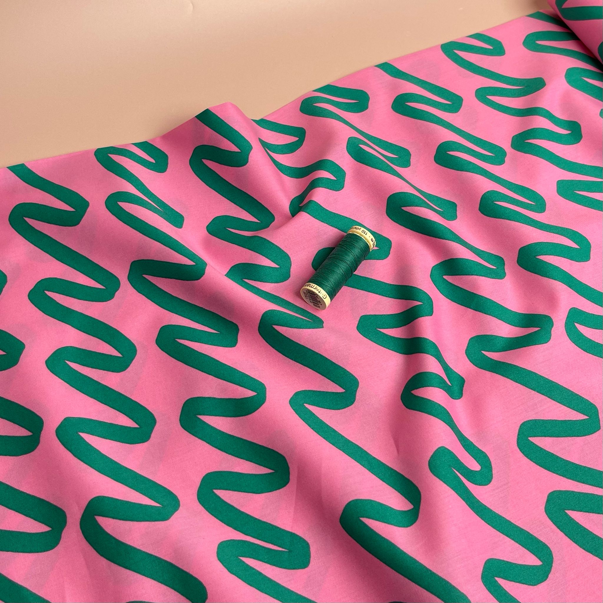 Nerida Hansen - Making Waves on Pink Cotton Poplin Fabric