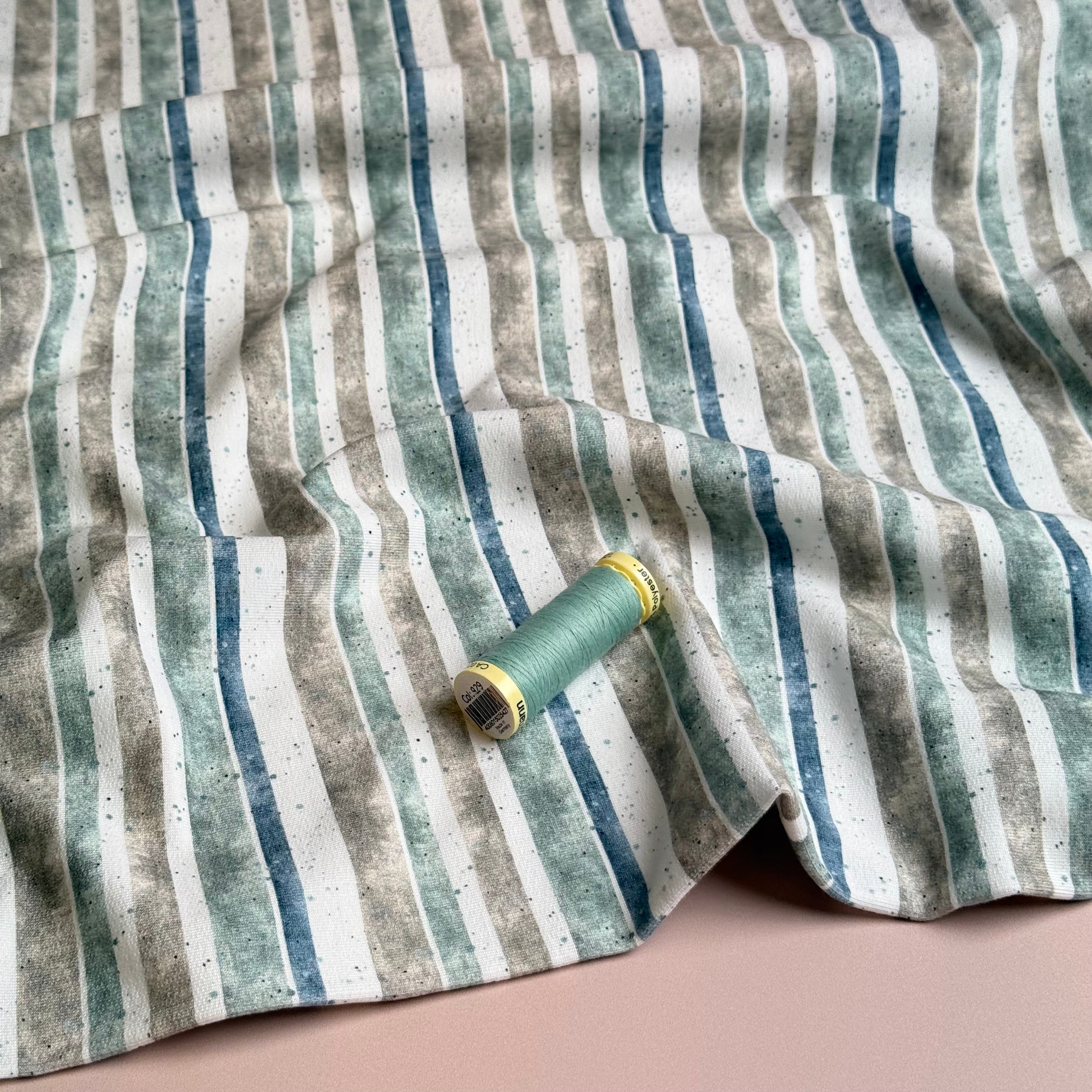 Stripes & Speckles Soft Cotton Sweat-shirting Fabric