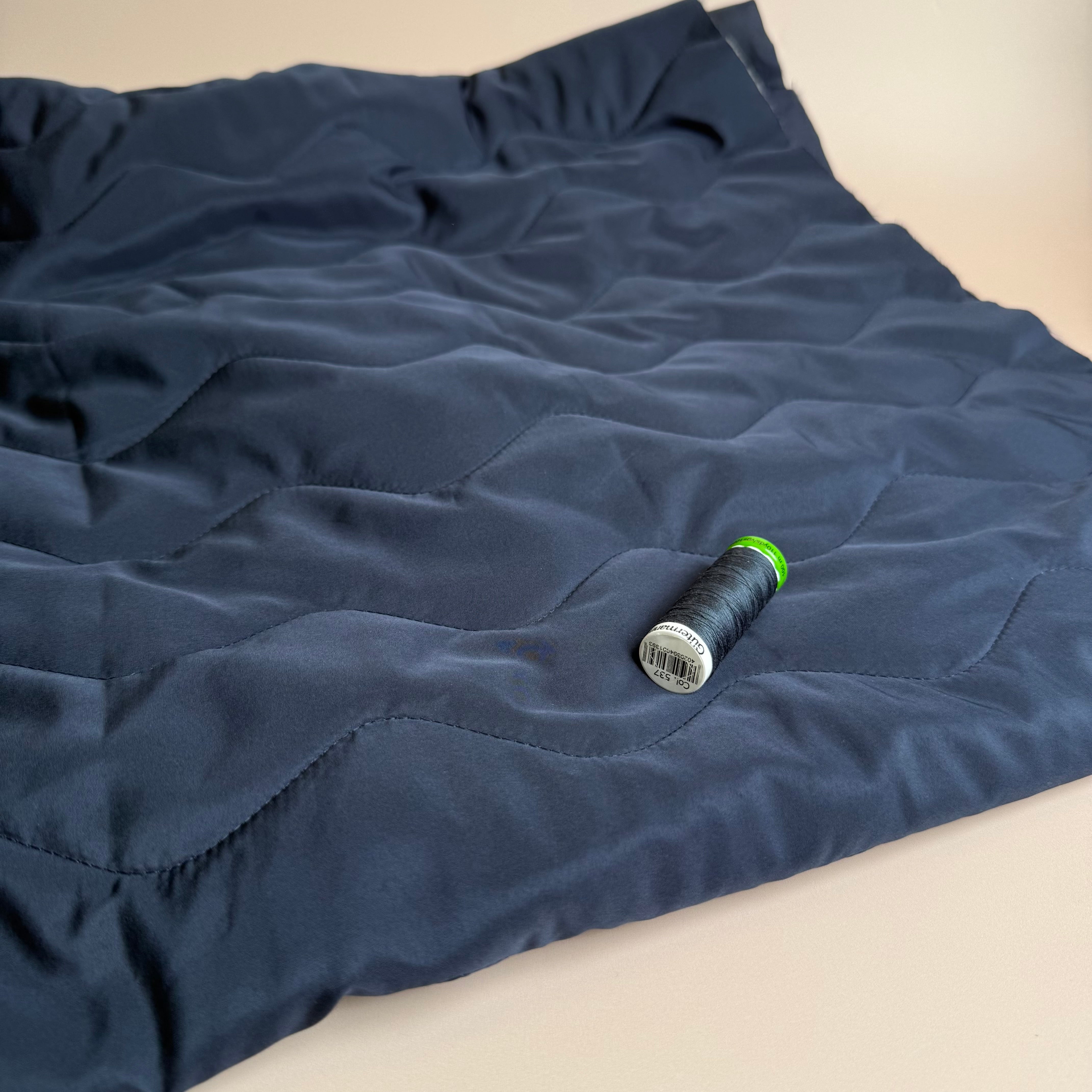 Zigzag Navy Quilted Puffer Fabric