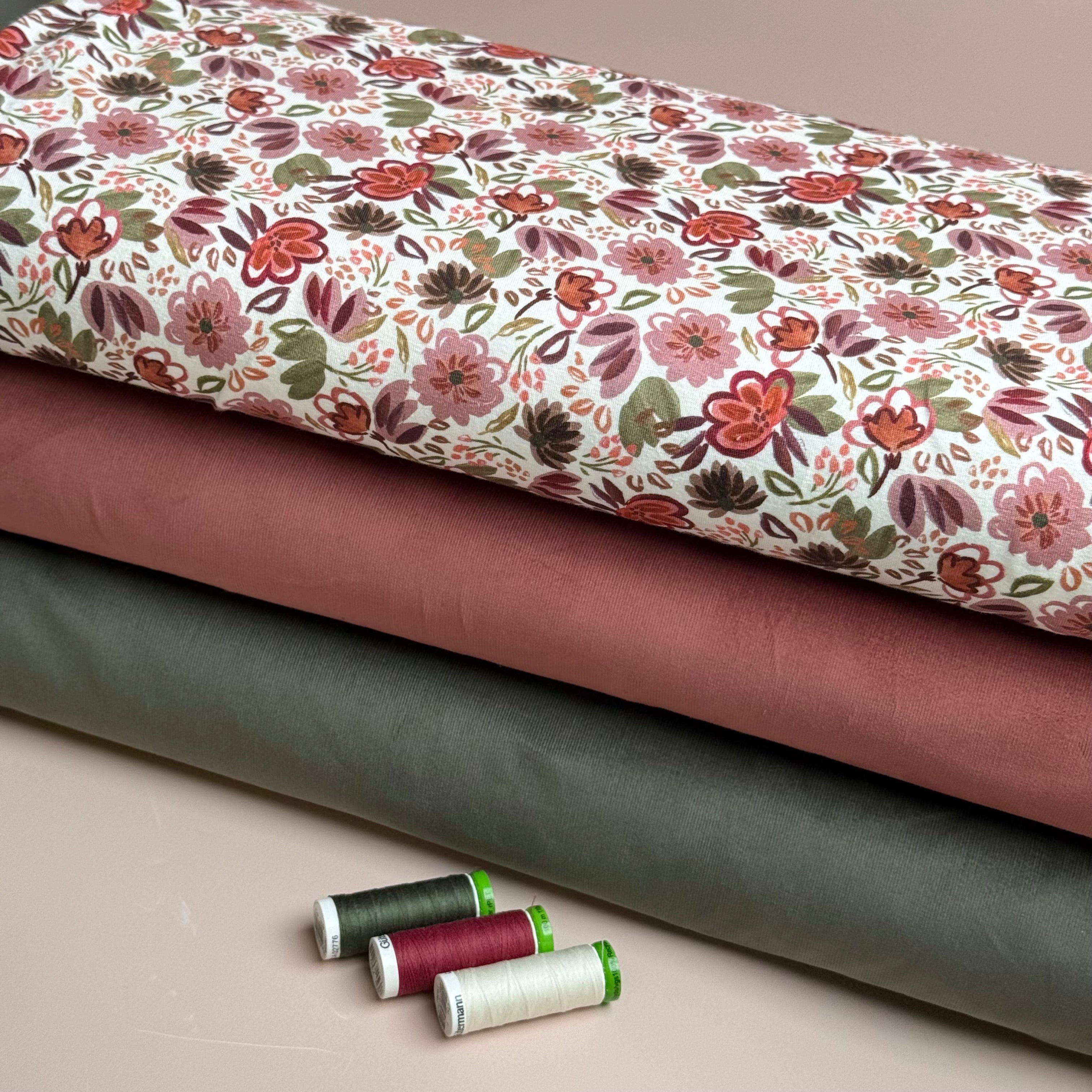 Autumn Flowers Cotton Jersey Fabric
