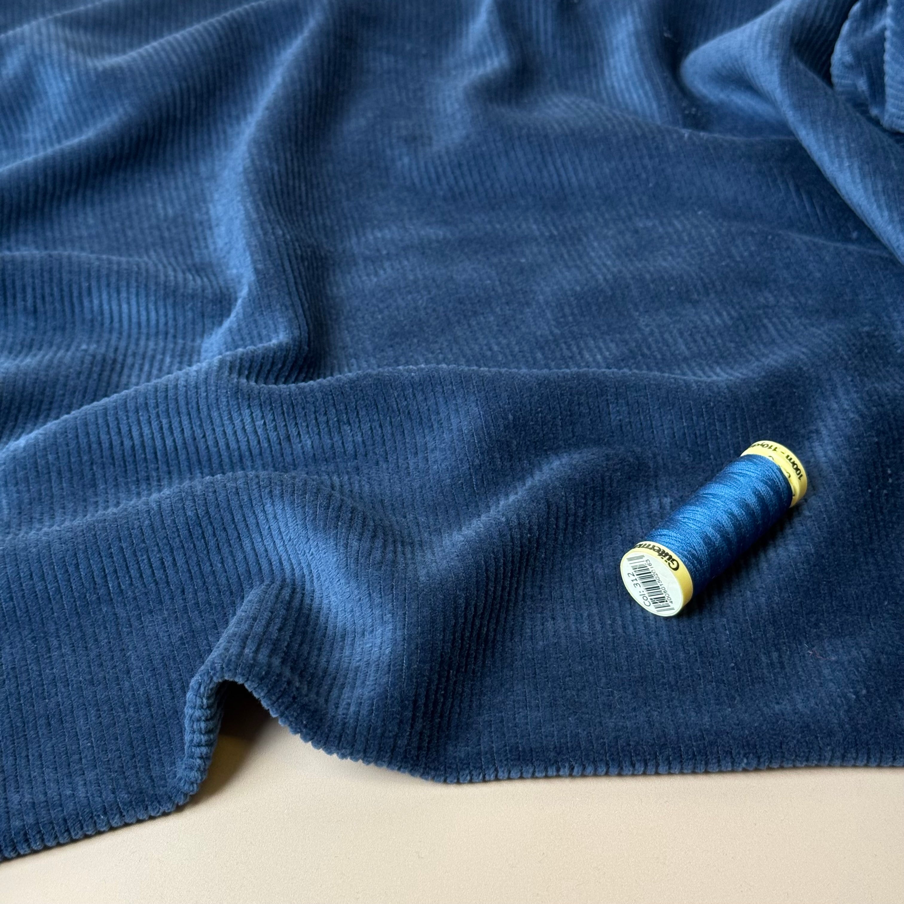 Ribbed Velvet Jersey in Ocean