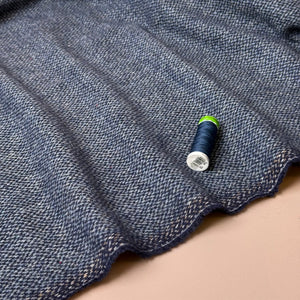 Blue and Navy Tweed Woven Wool Blend Coating