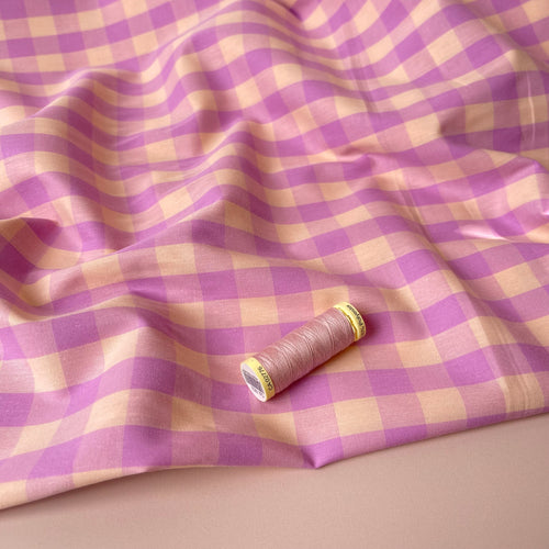 Yarn Dyed Pink Gingham Cotton Fabric