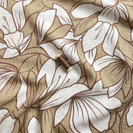 REMNANT 0.52 Metre - Biscuit Leaves on Soft Washed Linen Cotton Fabric