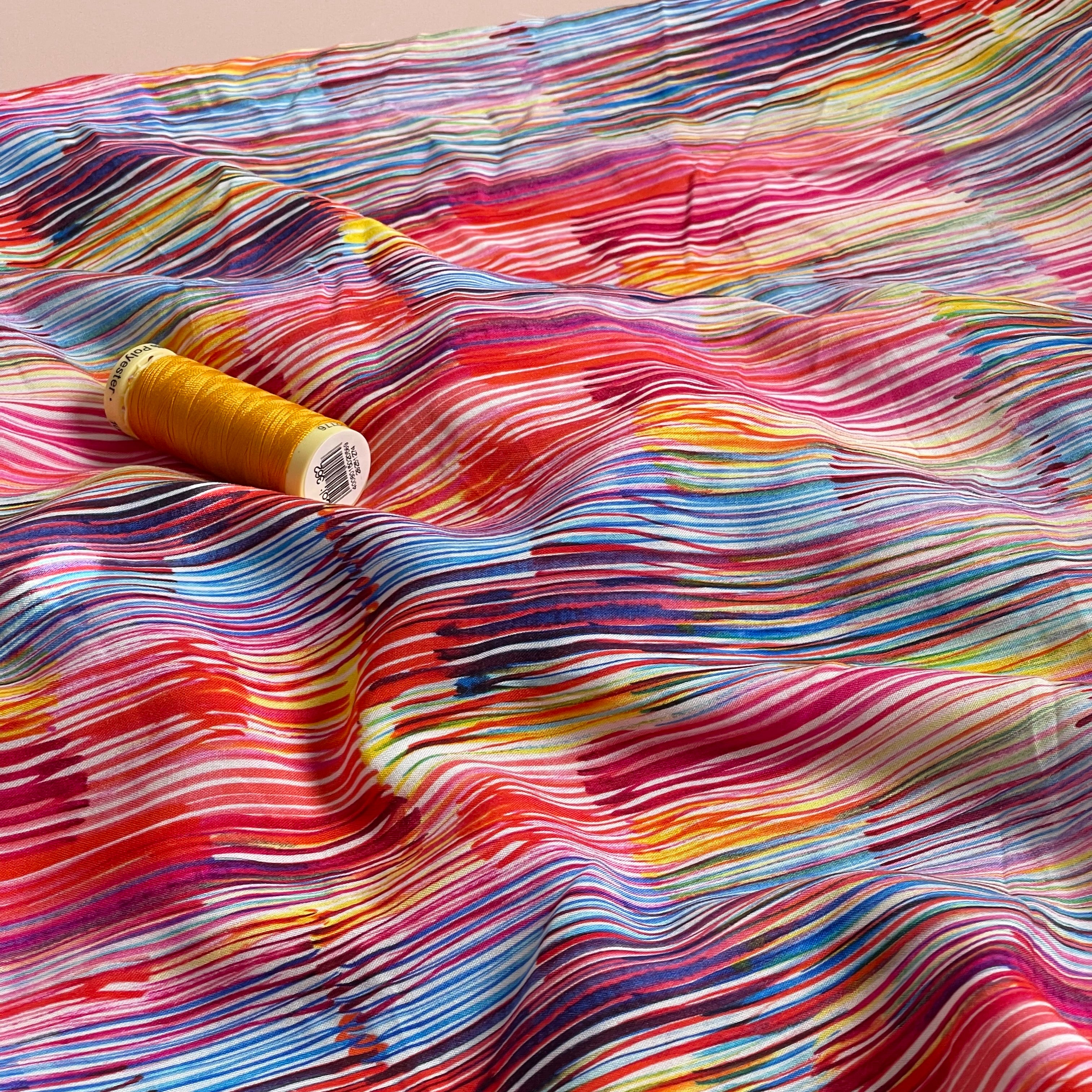 Hazy Strokes Viscose Poplin Fabric