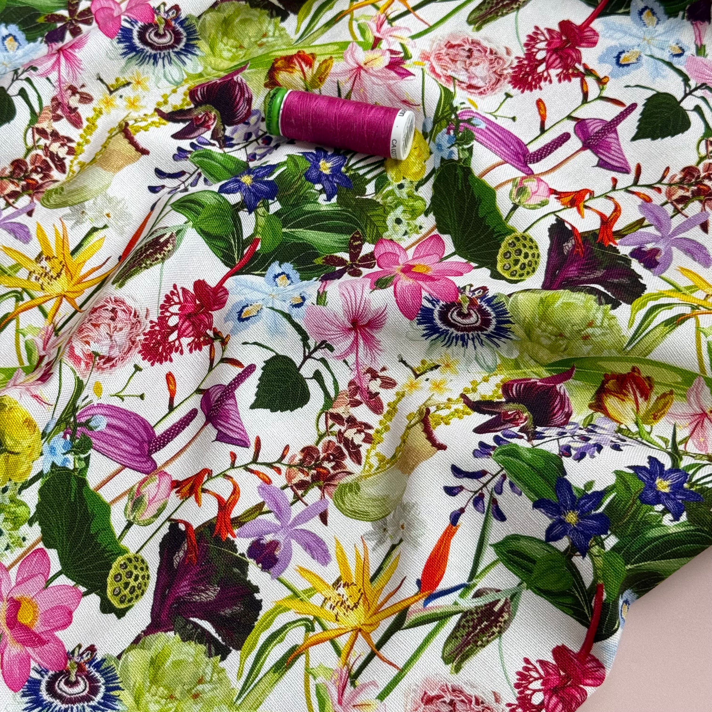 Tropical Garden Viscose Linen Fabric