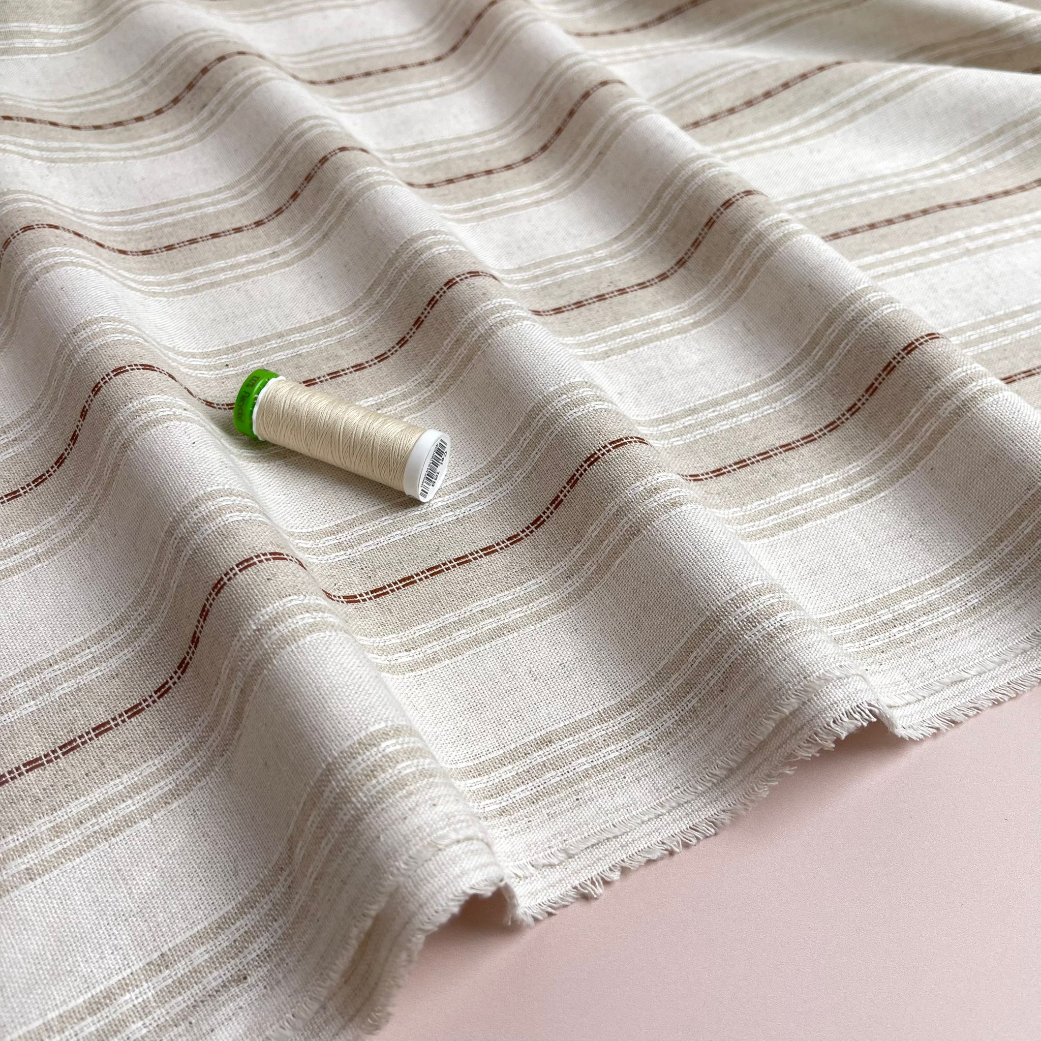 Yarn Dyed Natural Jacquard Stripes Viscose Linen Blend Fabric