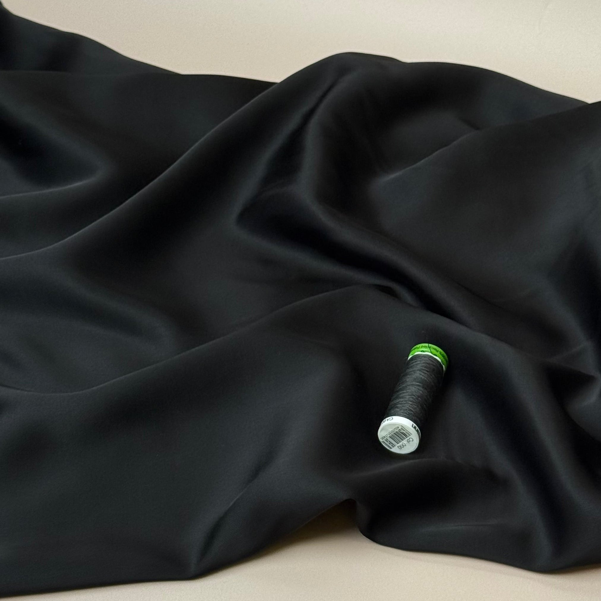 Black Solid Viscose Sateen Fabric
