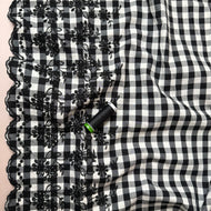 Scalloped Embroidered Gingham Cotton Fabric