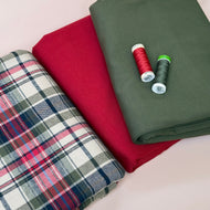 Limited Edition - Luxury Pyjama Kit with Red & Khaki Checked Cotton Flannel and Jersey