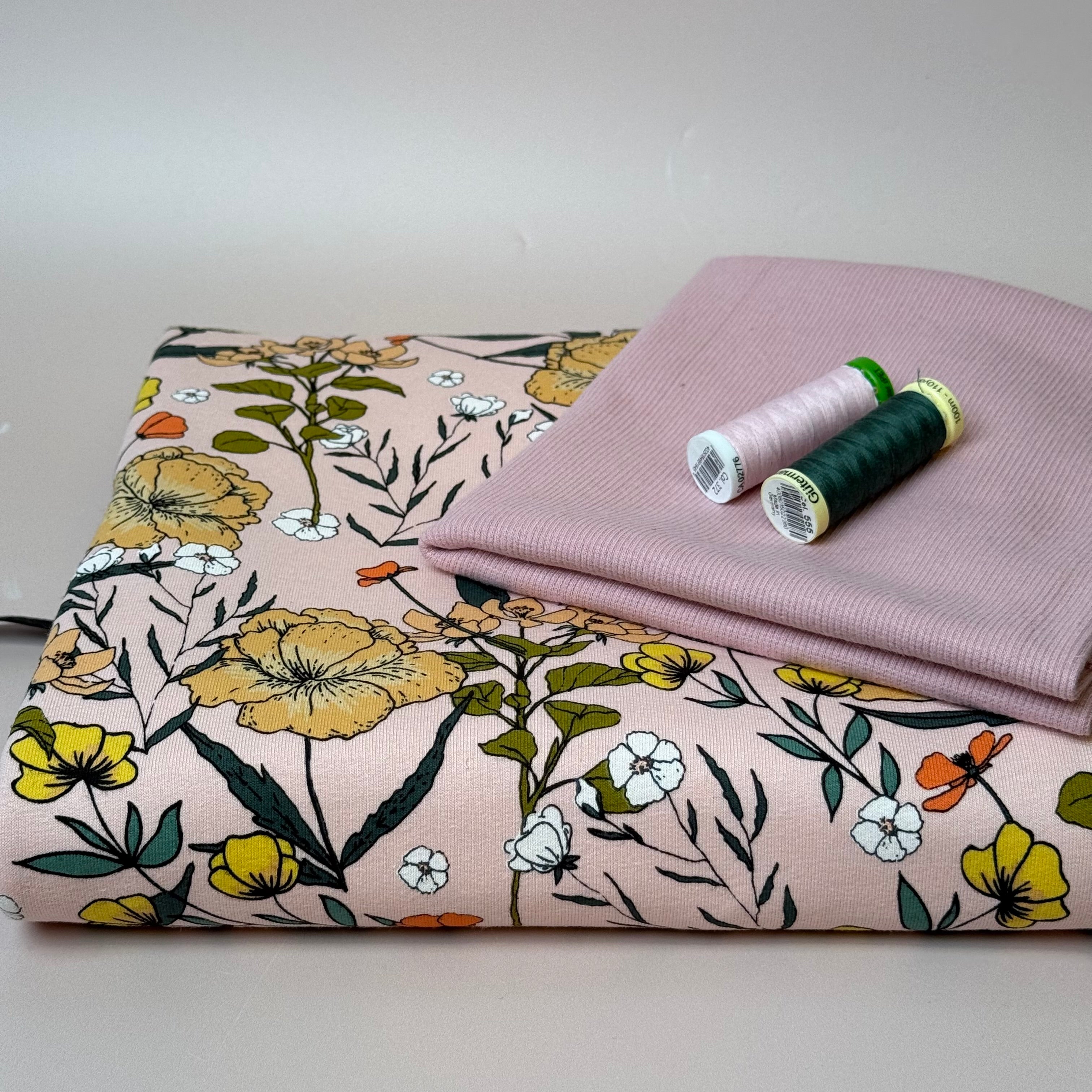 Colour Bundles - Summer Flowers French Terry and Ribbing