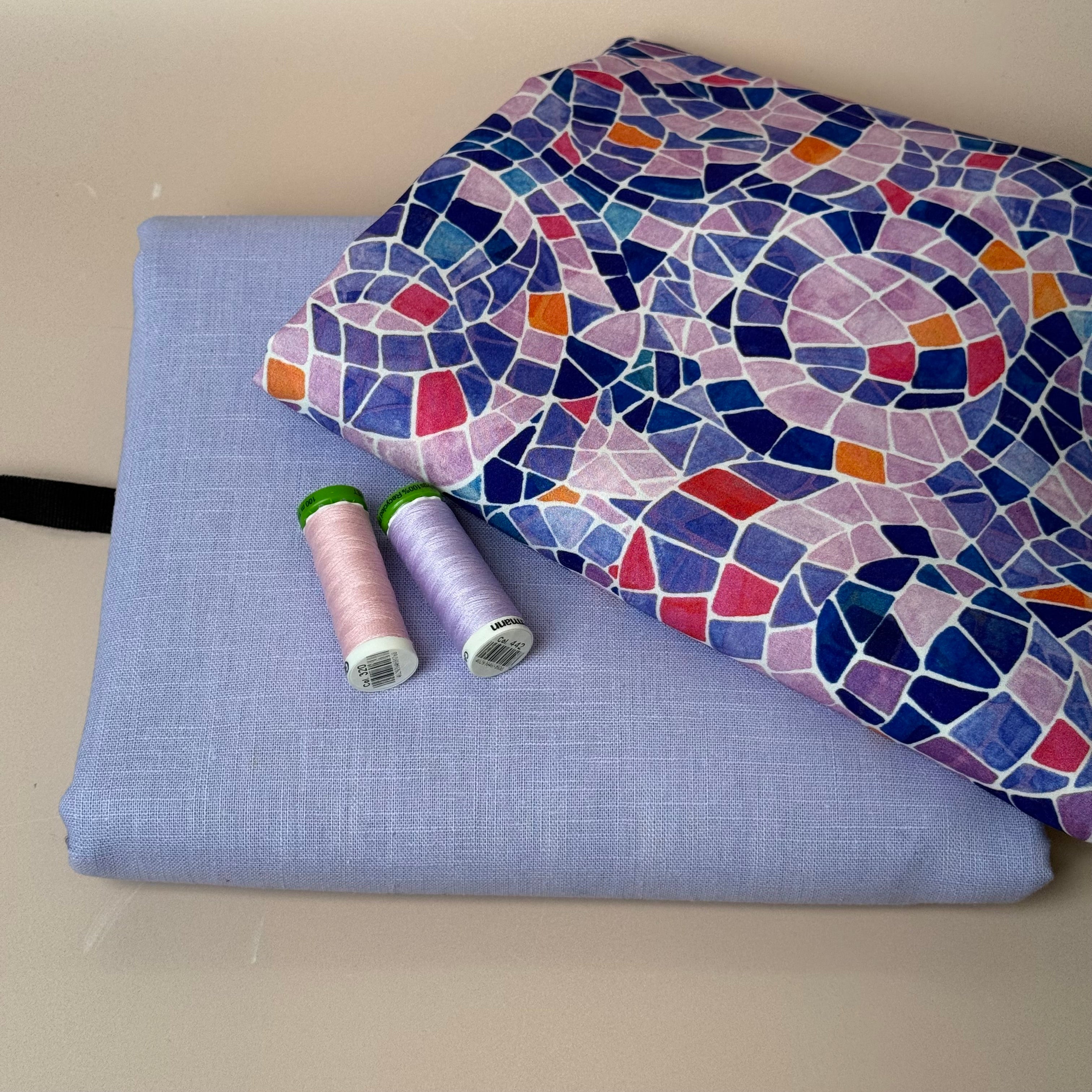 Make An Outfit Colour Bundle and Sewing Kit - Regalia Blouse in Lavender Mosaics and Spring Trousers in Lilac Linen