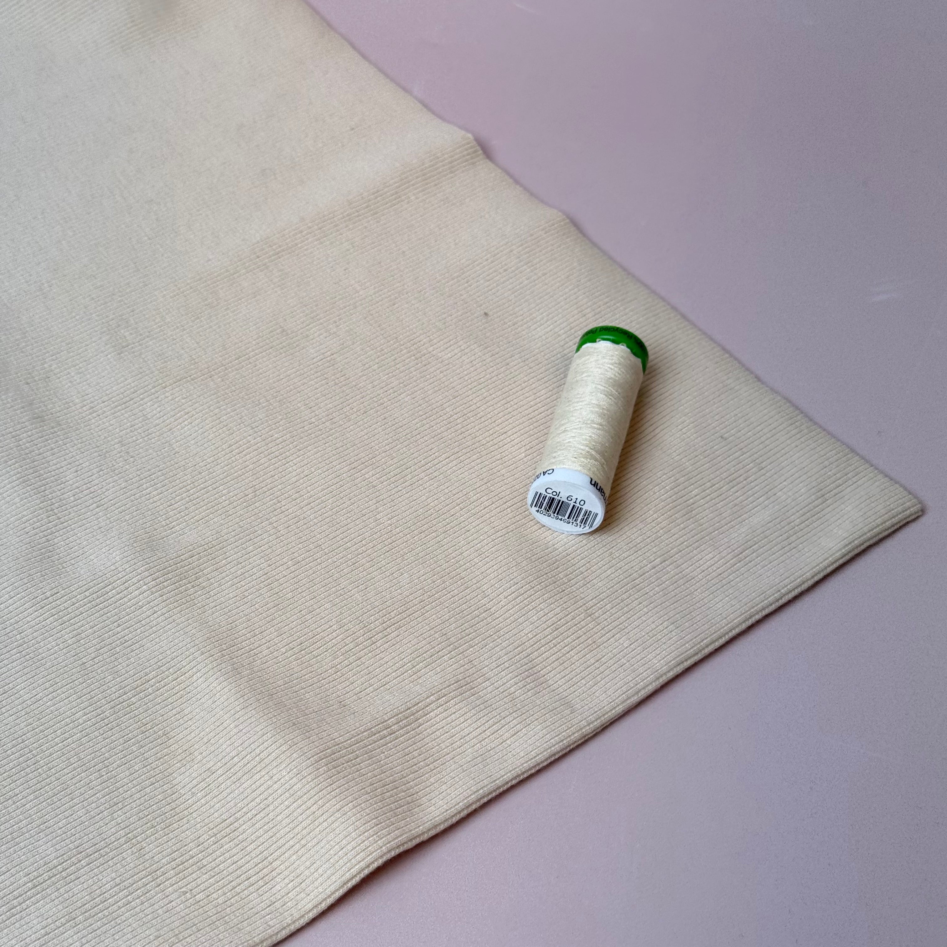 Cream 2x2 Tubular Rib Knit