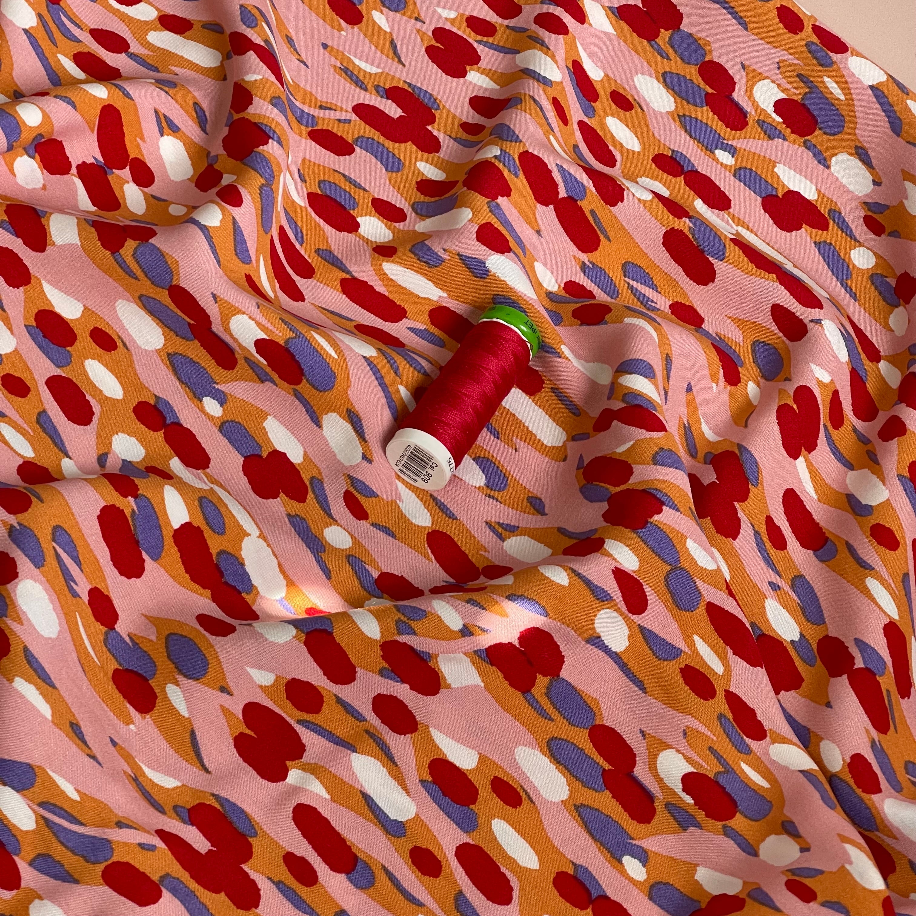 Abstract Lanes Viscose Poplin Fabric