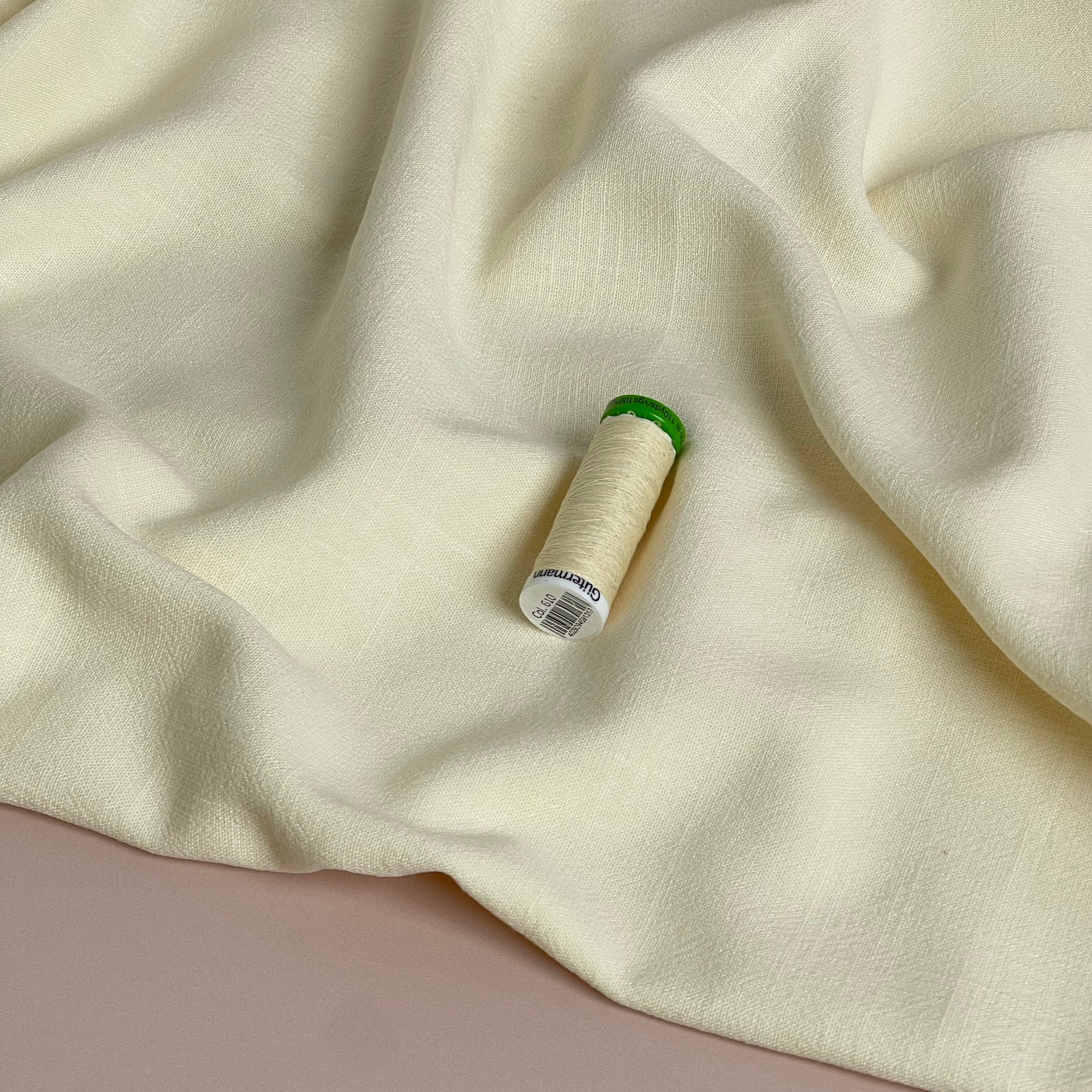 Flow Cream Viscose Linen Blend Dress Fabric
