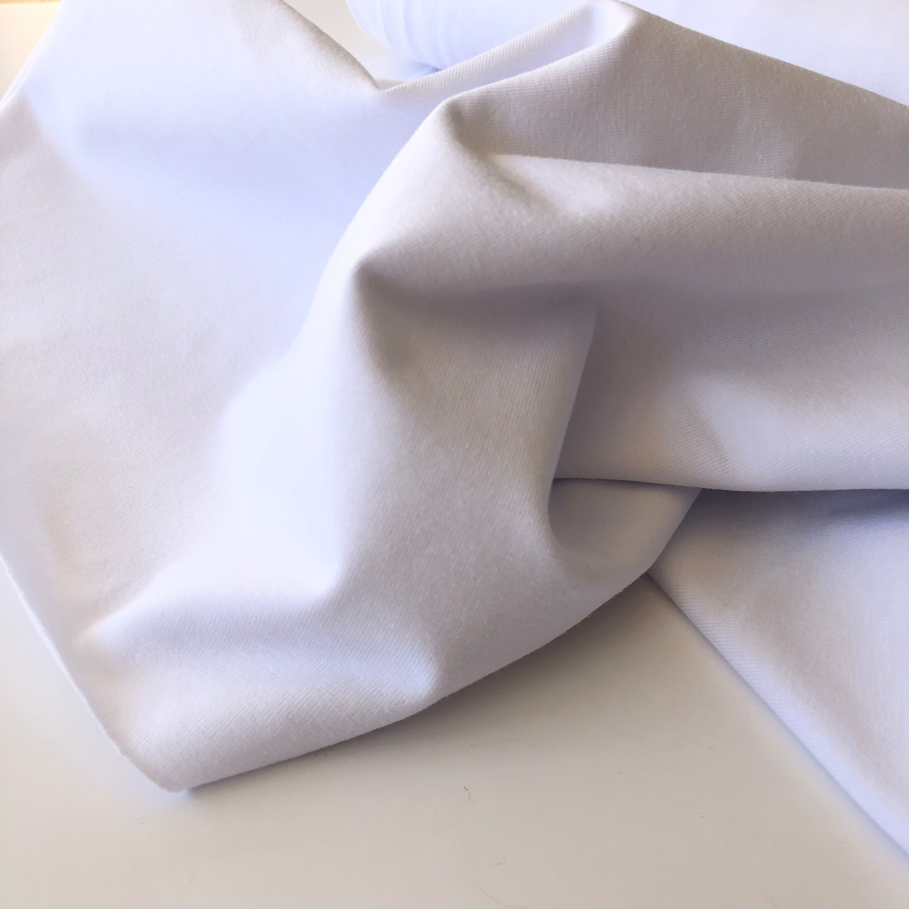 REMNANT 0.37 Metre - Essential Chic White Plain Cotton Jersey Fabric