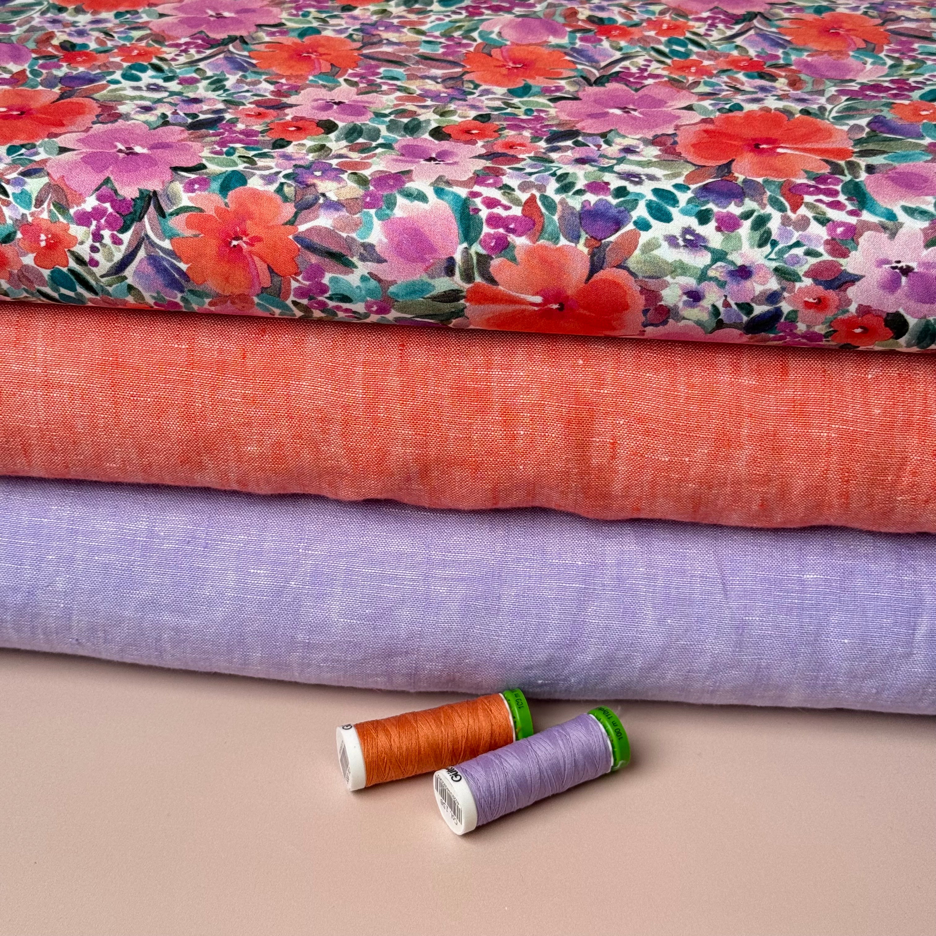Watercolour Flowers Fine Cotton Poplin