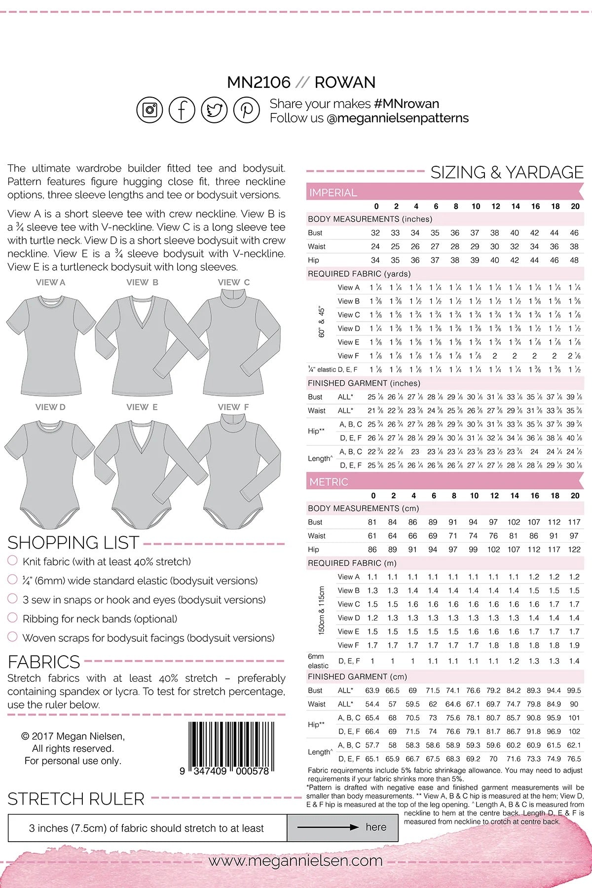 Megan Nielsen - Rowan Bodysuit Sewing Pattern