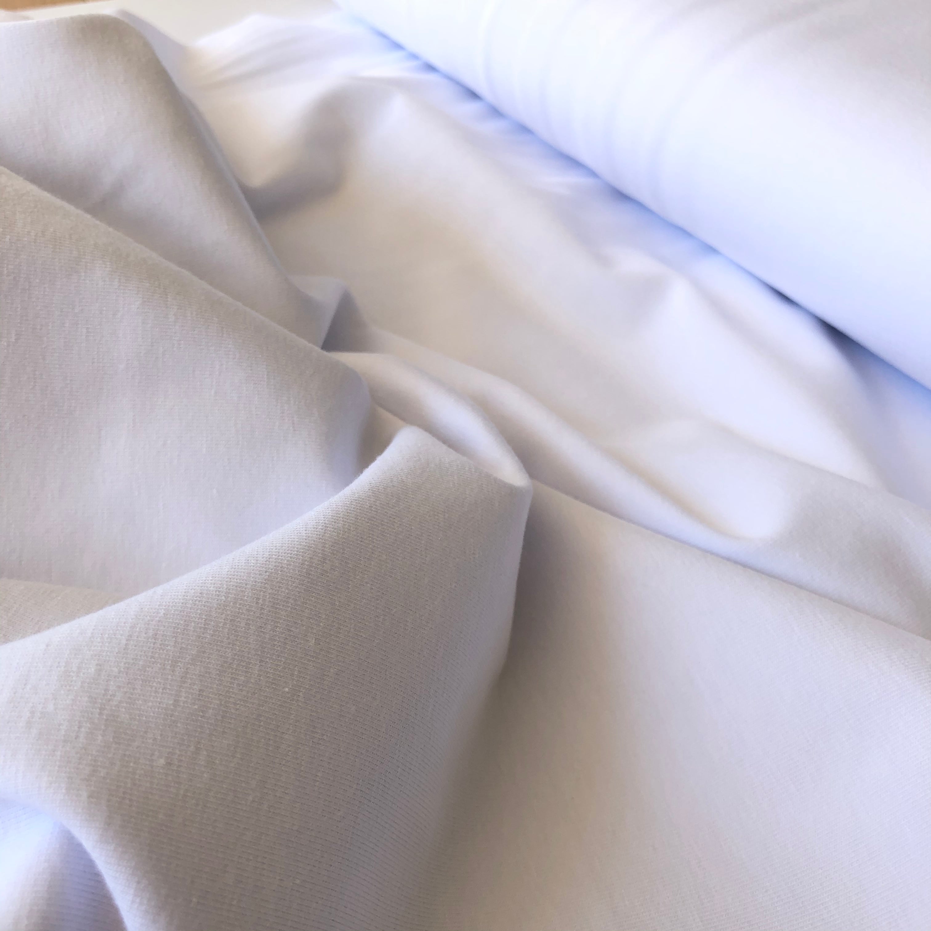 REMNANT 0.80 Metre with Fault some dirt marks - Essential Chic White Plain Cotton Jersey Fabric