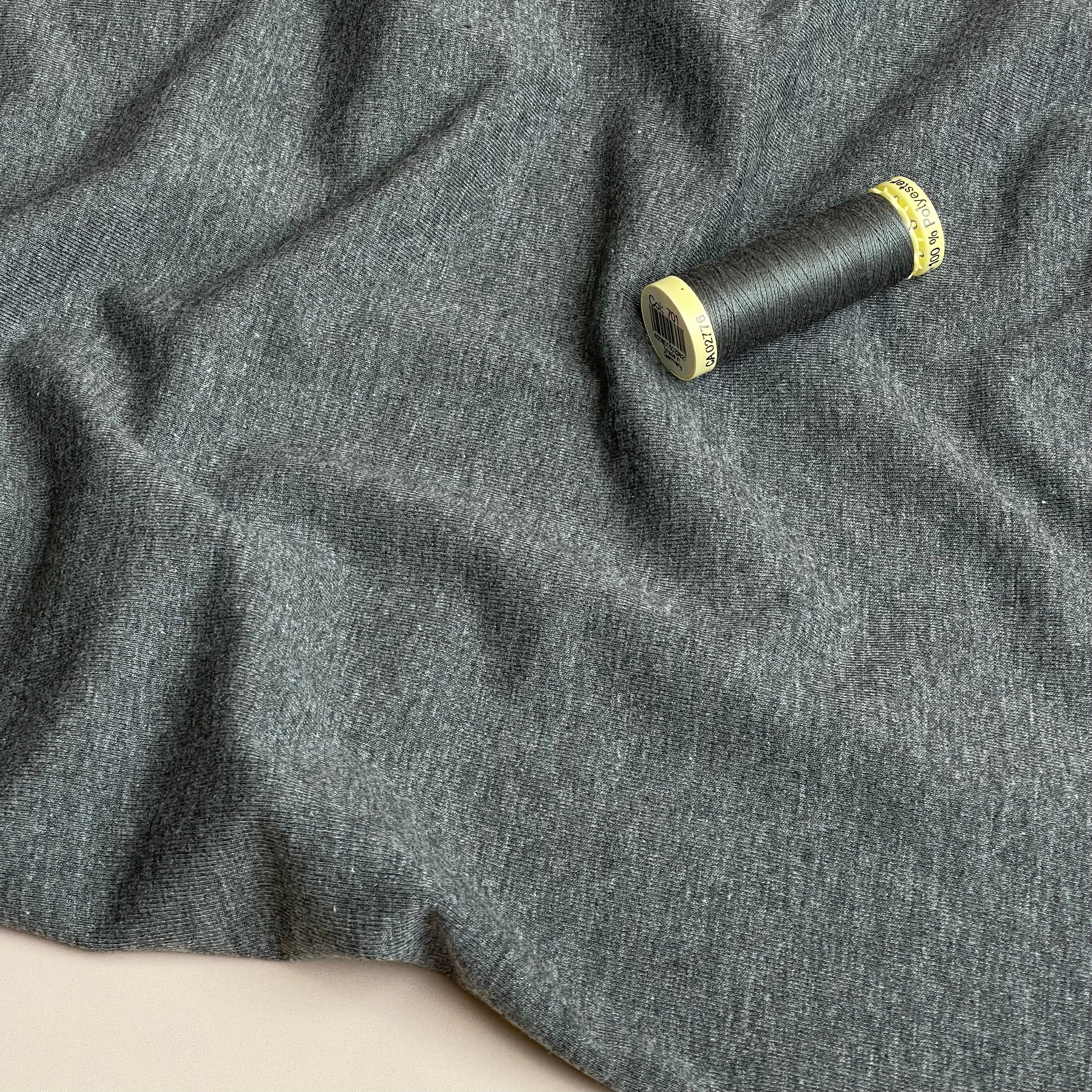 Essential Chic Dark Grey Melange Plain Cotton Jersey Fabric