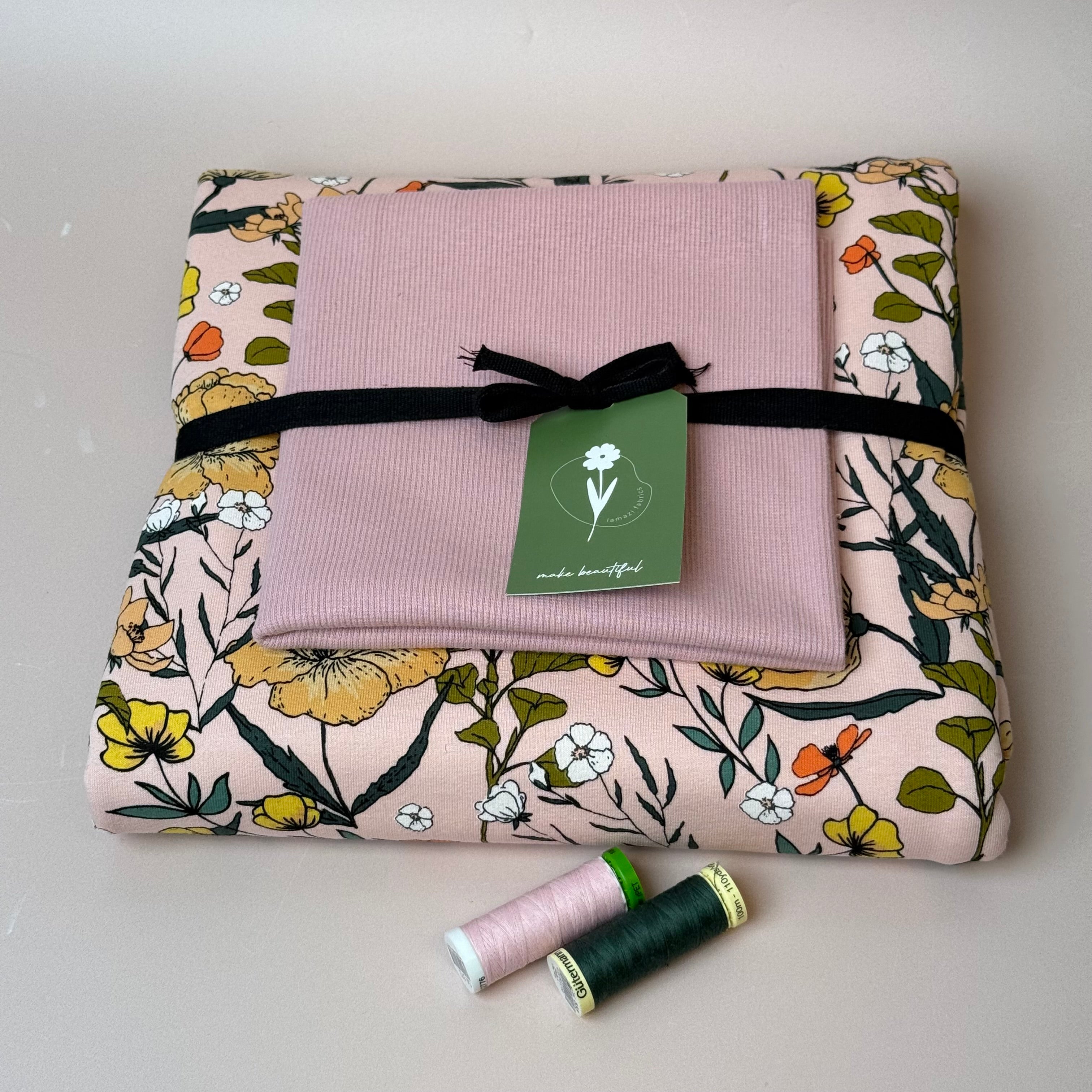 Colour Bundles - Summer Flowers French Terry and Ribbing