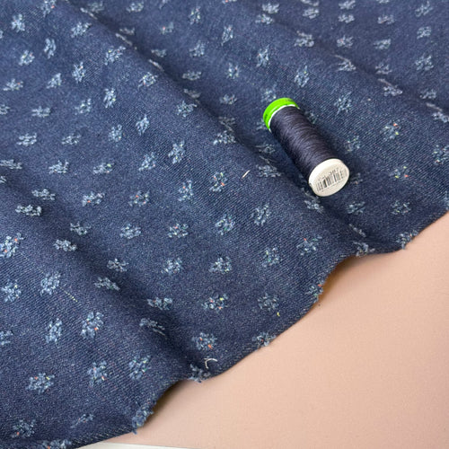 Dots Distressed Cotton Denim in Indigo